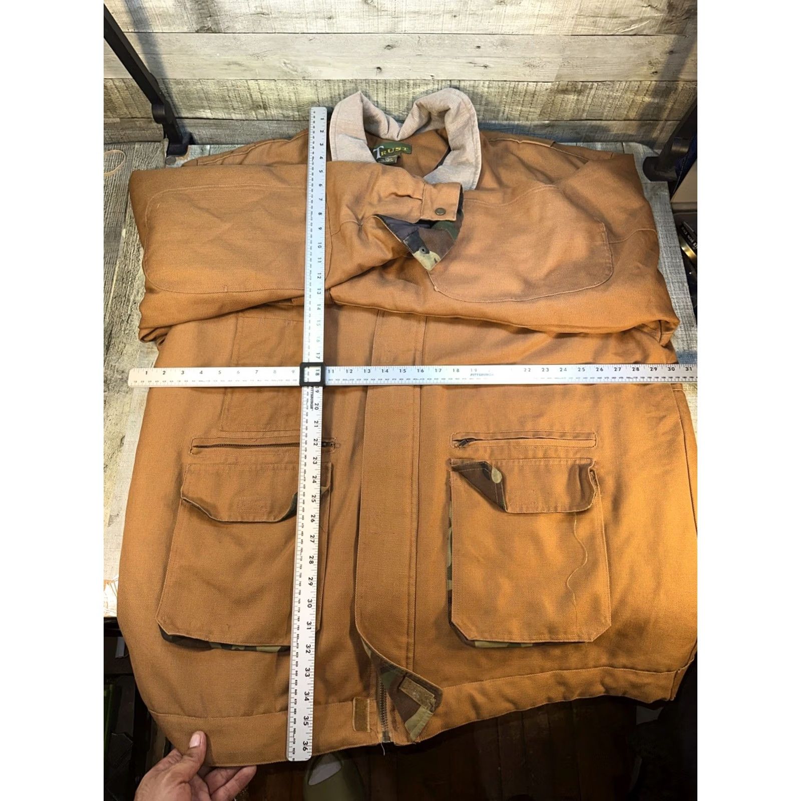 Vintage VINTAGE Trust Canvas Work Jacket Brown Cord Collar 2XL Hunting Men Jacket Size US XXL / EU 58 / 5 - 3 Thumbnail