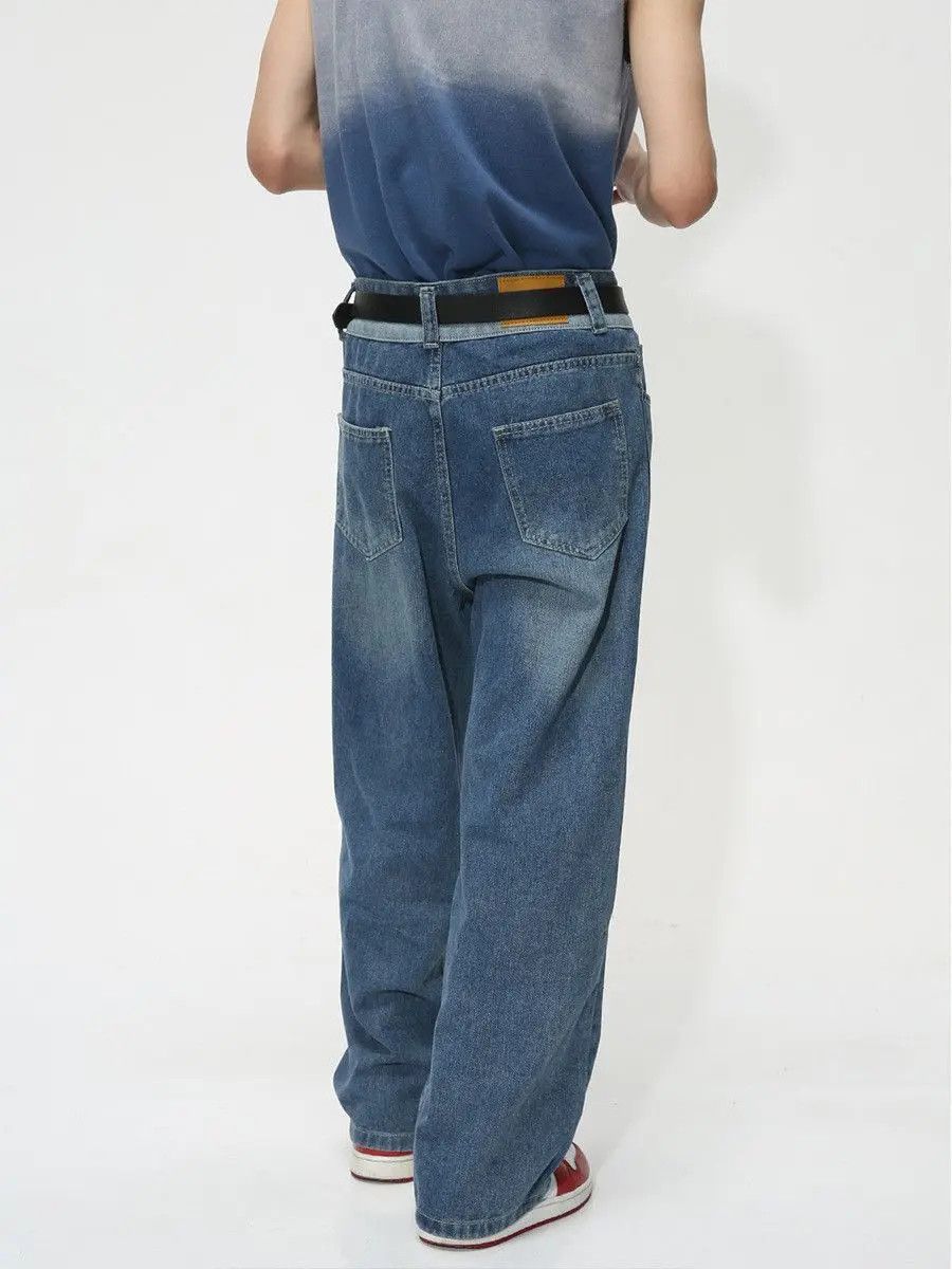 Japanese Brand Retro loose wide leg patchwork jeans Size US 32 / EU 48 - 4 Thumbnail