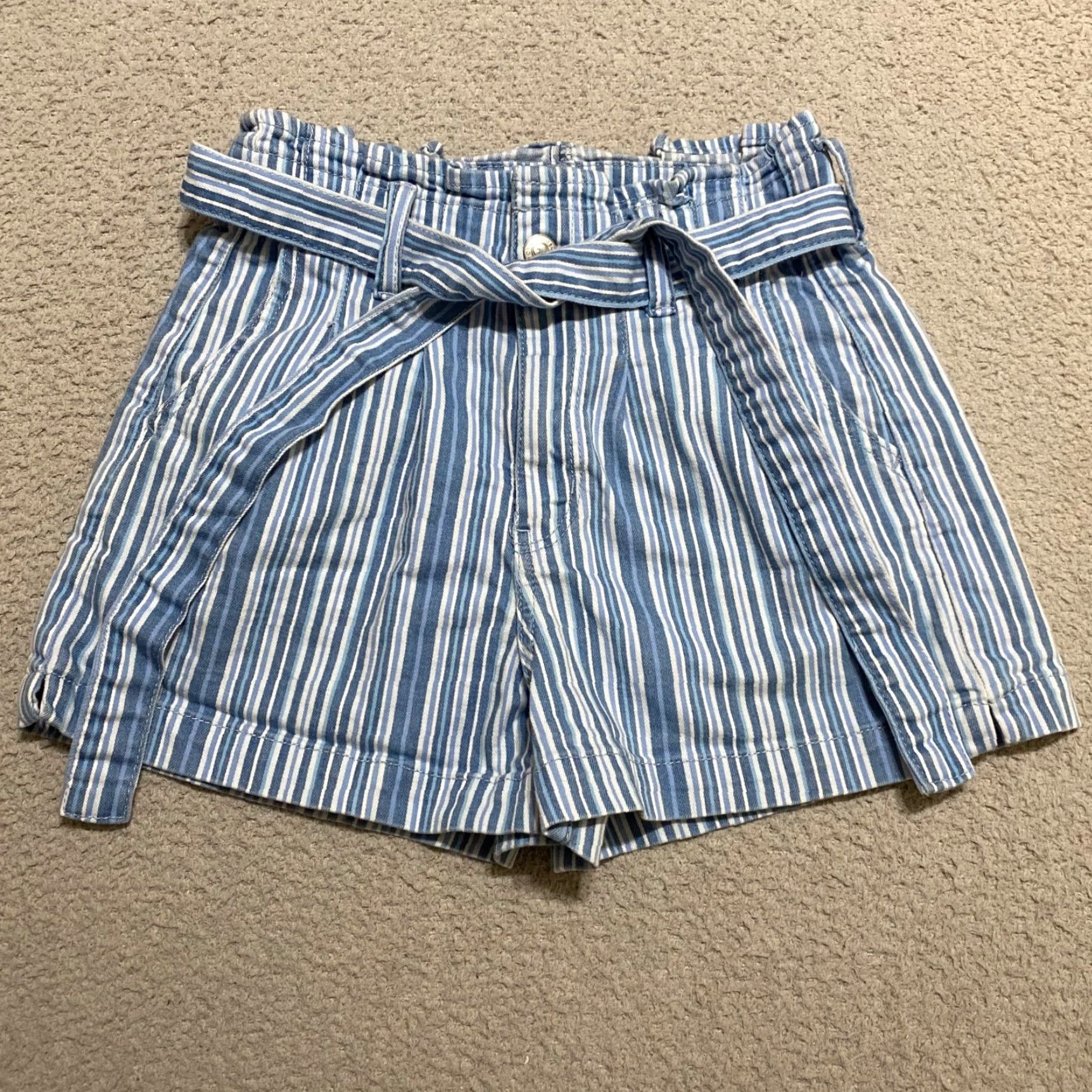 American Eagle Outfitters American Eagle Outfitters Womens Jeans Mom Shorts Blue Striped Denim High Rise 0 3in Inseam 5-Pocket Logo Denim 90s Modern Casual Womens Size 25" / US 0 / IT 36 - 2 Thumbnail