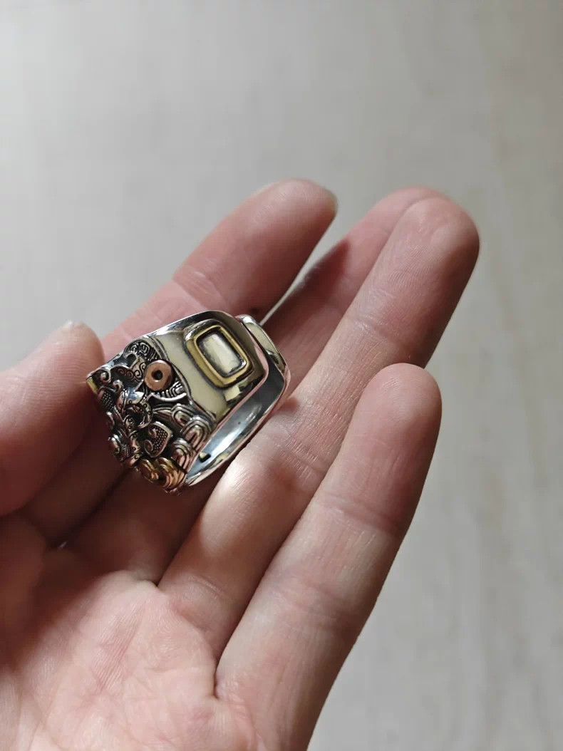 VIBE Chrome Dragon Silver Ring Vintage Rings🔥🔥🔥 Size ONE SIZE - 4 Thumbnail