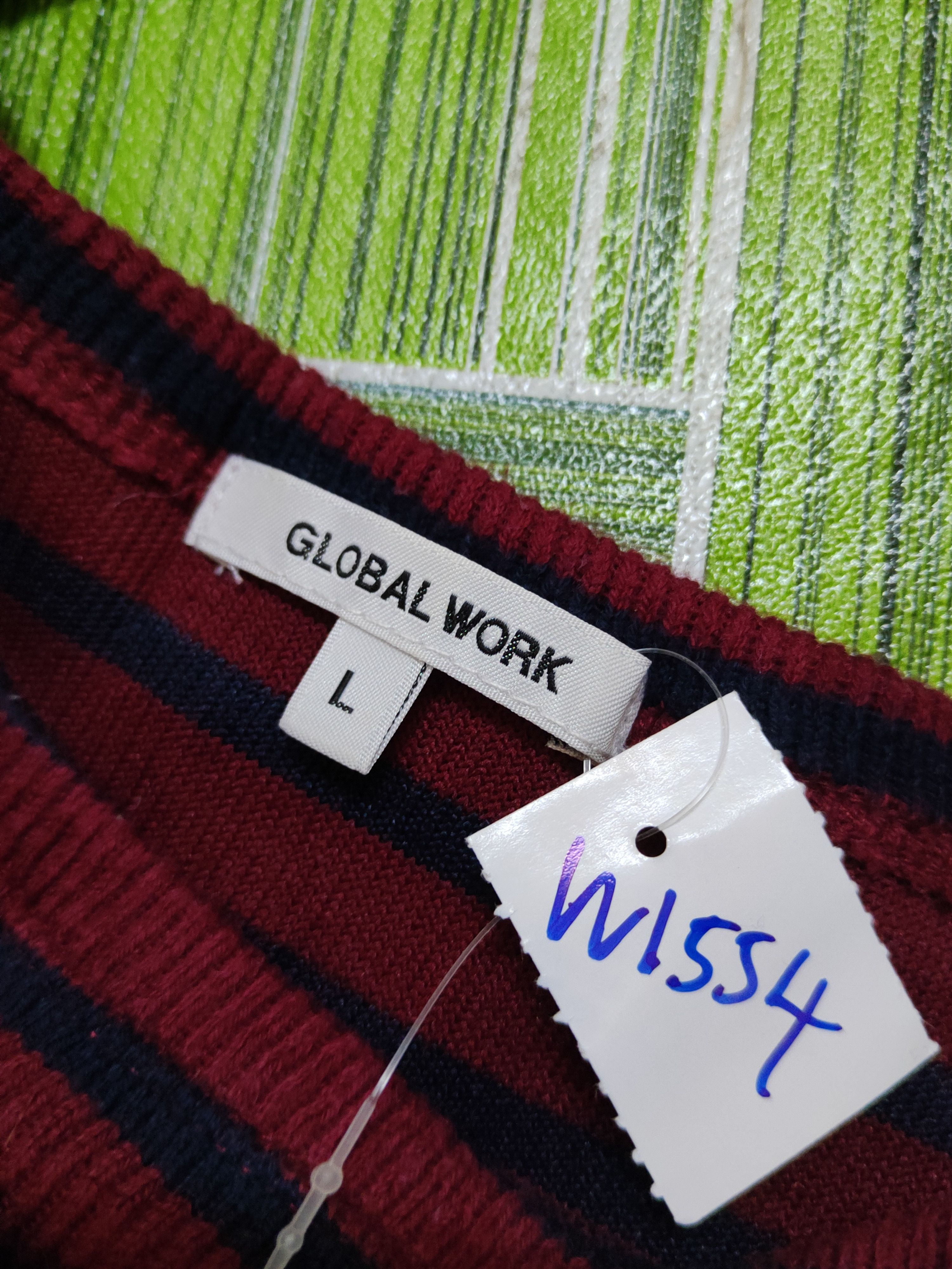 Global Work × Japanese Brand Global Work Navy Red stripe Knitwear Sweatshirts #W1554 Size L / US 10 / IT 46 - 12 Thumbnail