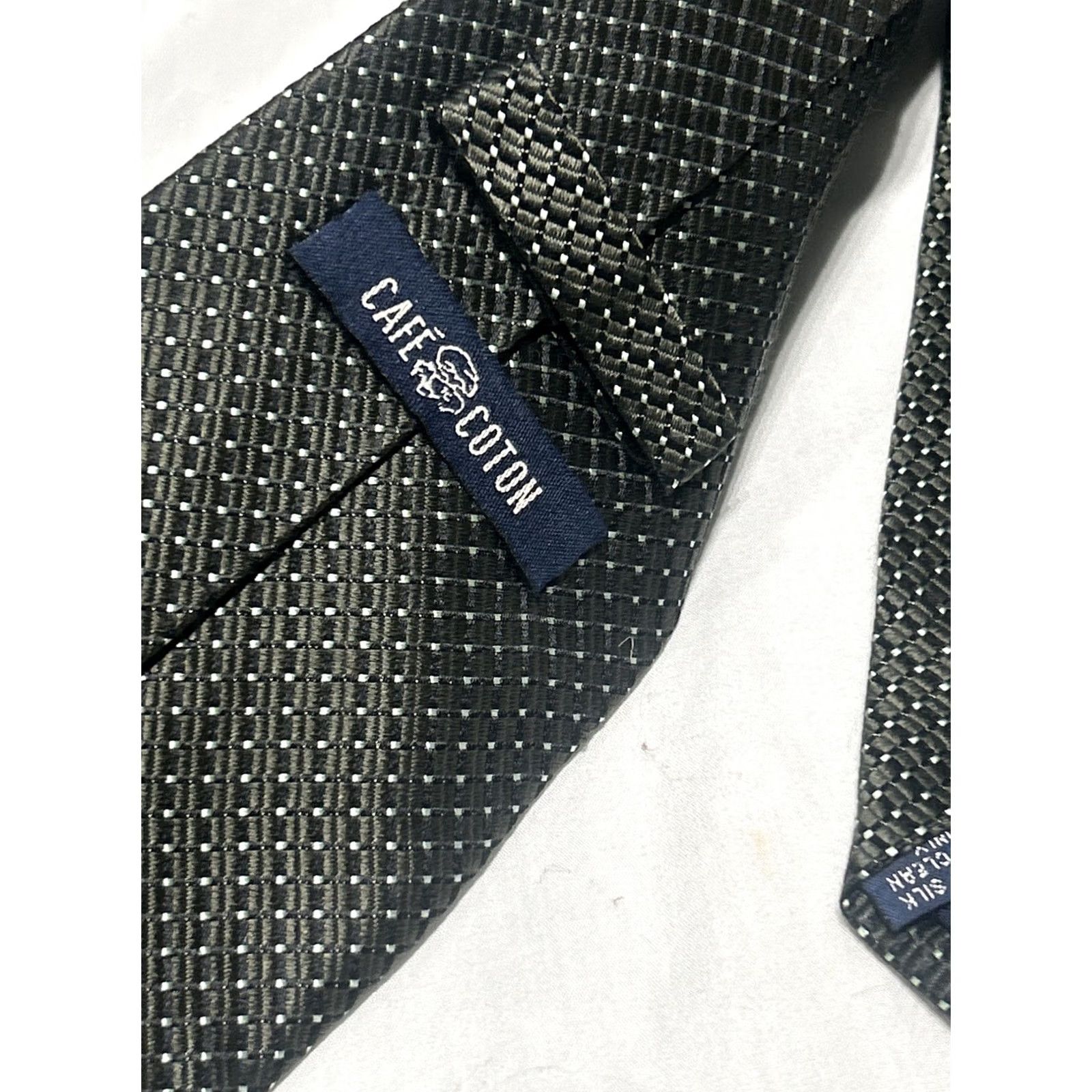 Vintage Pure Silk Cafe Coton Tie Geometric Green 3.5x58 Men Adult Silk Tie Mens Size ONE SIZE - 6 Thumbnail