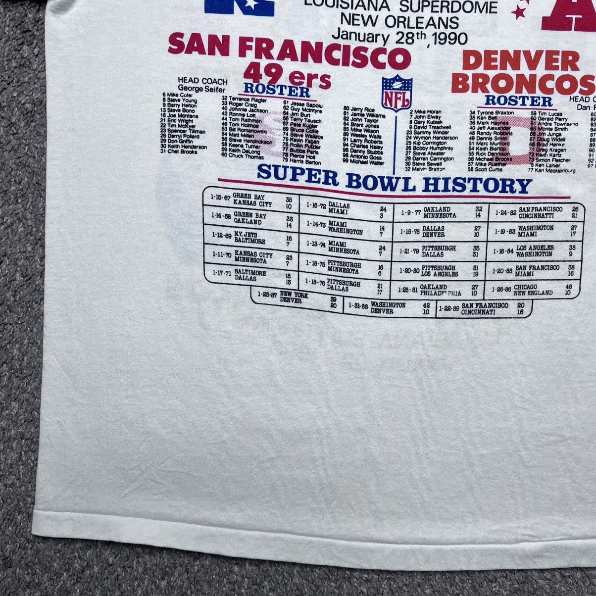 NFL Vtg 1990 NFL Super Bowl 49ers Broncos Championship T-Shirt Size US L / EU 52-54 / 3 - 14 Thumbnail