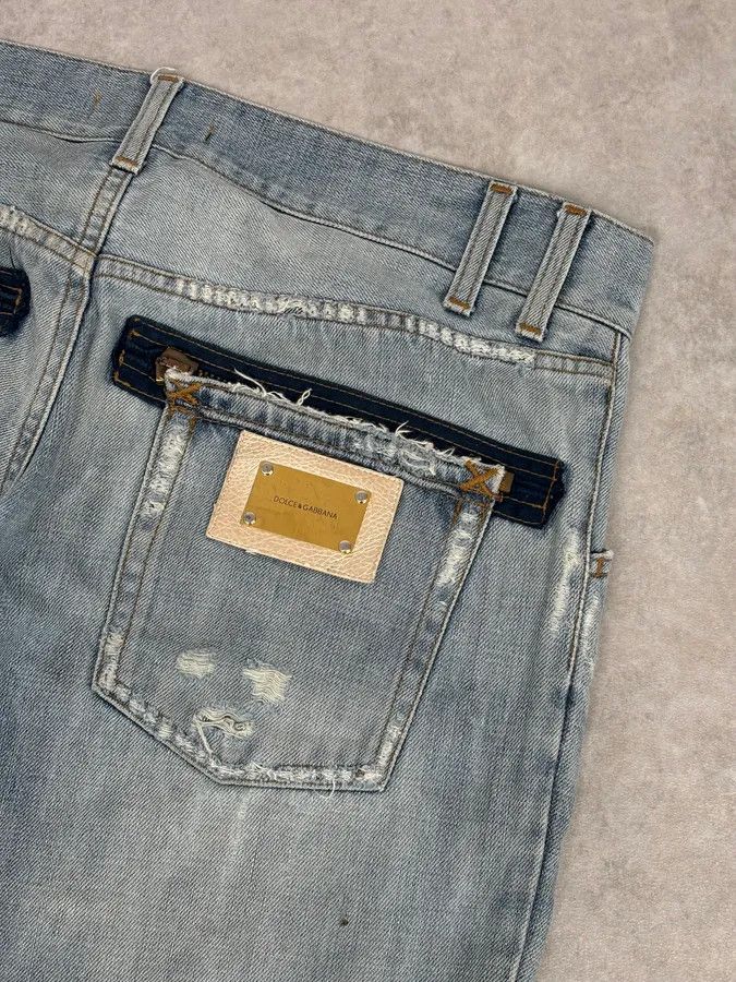 Dolce & Gabbana 2000s Dolce & Gabbana Blue Distressed Denim Jeans Size US 33 - 8 Thumbnail