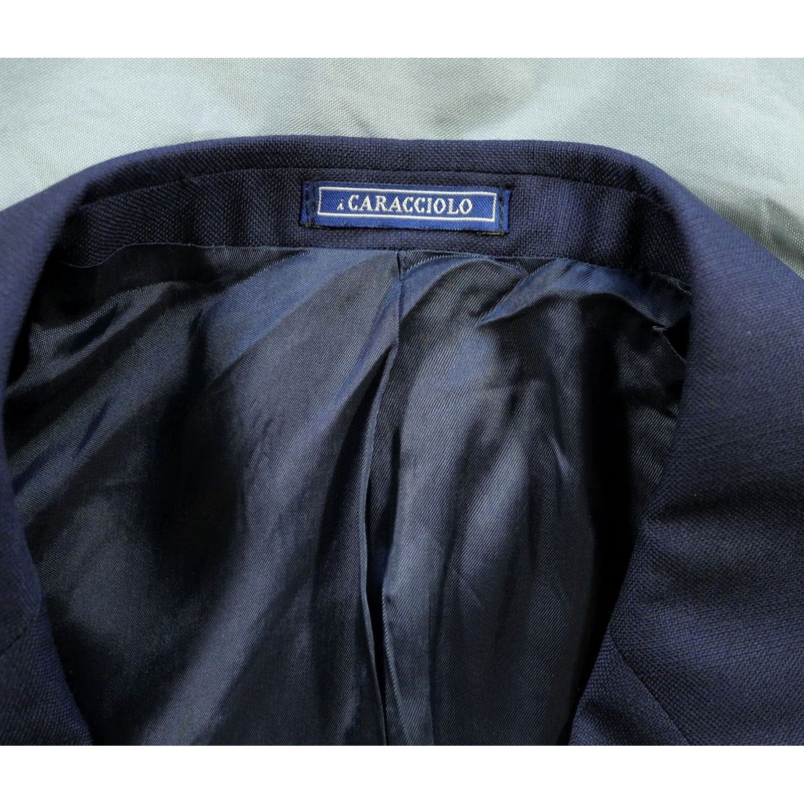Vintage Caracciolo Blazer Mens 44 Blue Loro Piana Super 100 Fit Wool Blue Buttons Size 44R - 4 Thumbnail
