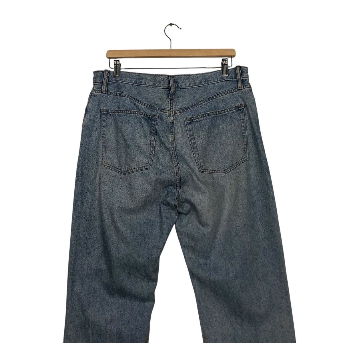Japanese Brand Distressed Ripped Blue Jeans High Rise Straight Leg Uniqlo Size US 34 / EU 50 - 11 Thumbnail