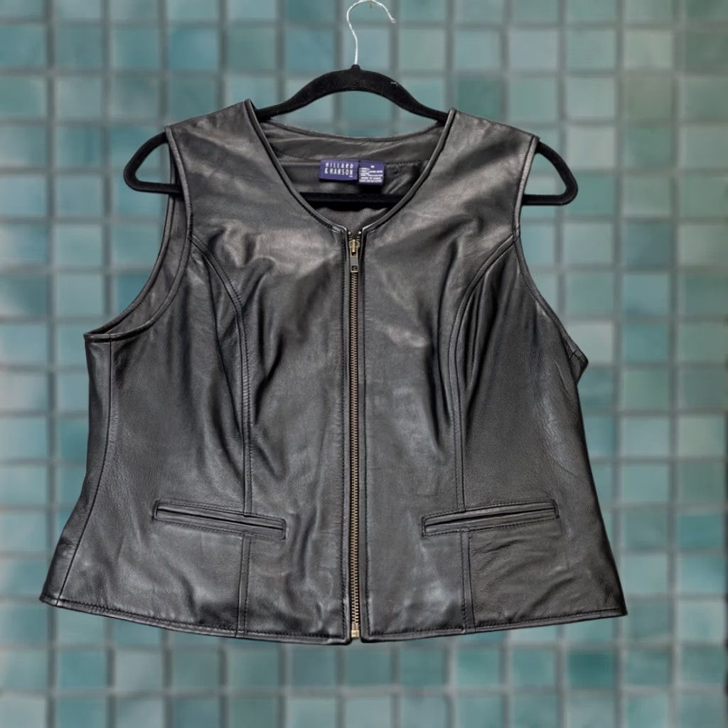 Vintage VINTAGE Hillard & Hanson Vest Womens M Black Leather Zip Biker Motorcycle Size M / US 6-8 / IT 42-44 - 1 Thumbnail