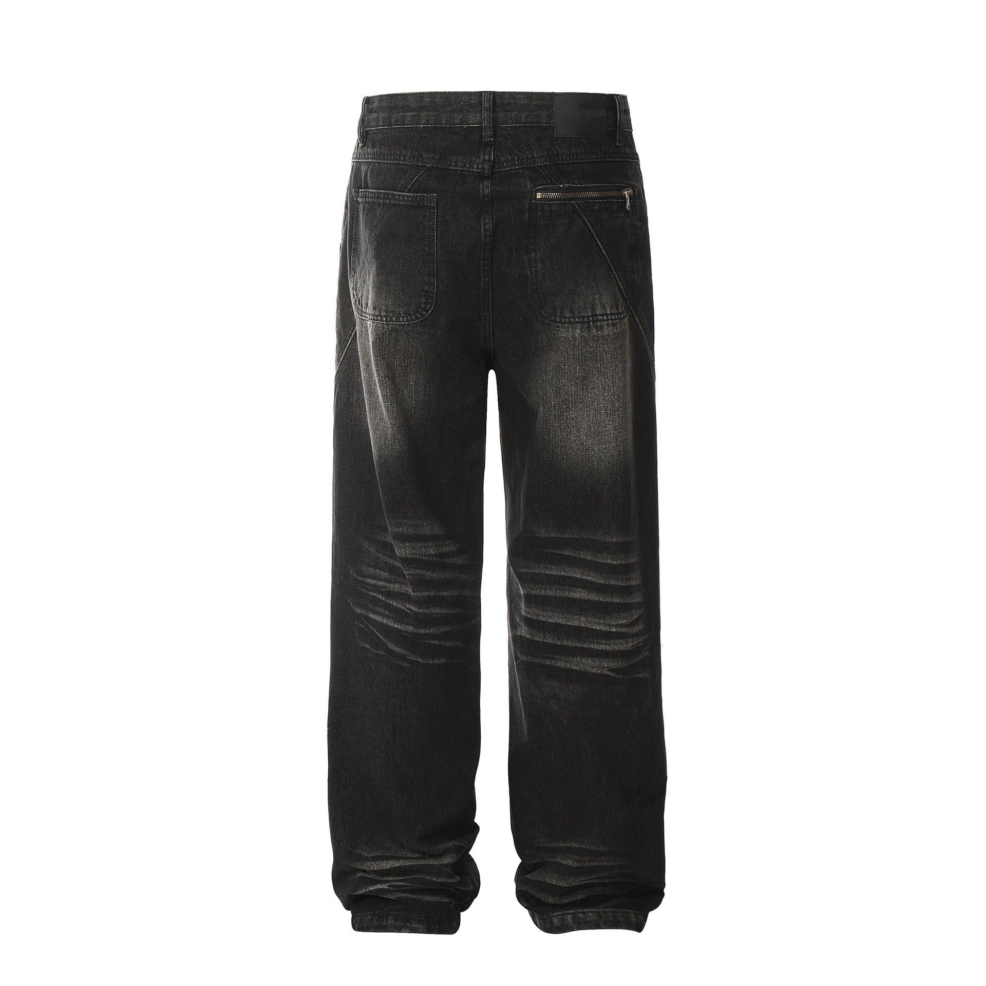 Vintage Men's washed retro straight distressed loose jeans Size US 32 / EU 48 - 2 Thumbnail