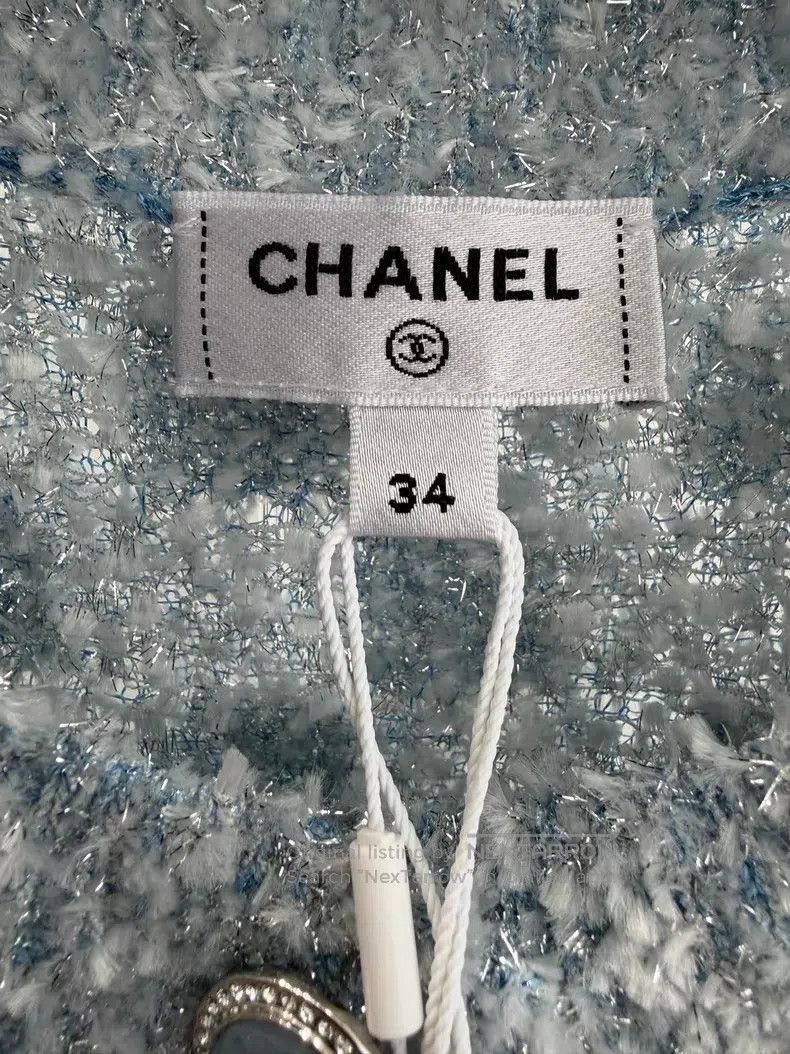 Chanel Chanel Thin glitter blue knitted cardigan coat Size XXS / US 00 / IT 34 - 4 Thumbnail