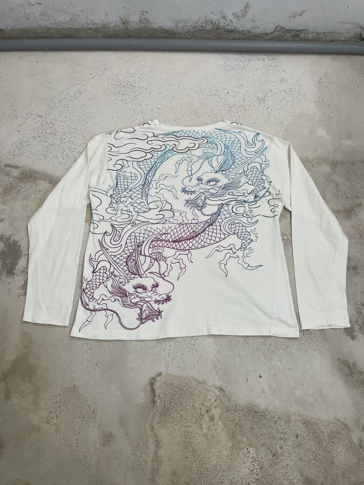 Japanese Brand Cream Space Opera Yakuza Dragon Motive Color Print Defect Size US XL / EU 56 / 4 - 9 Thumbnail