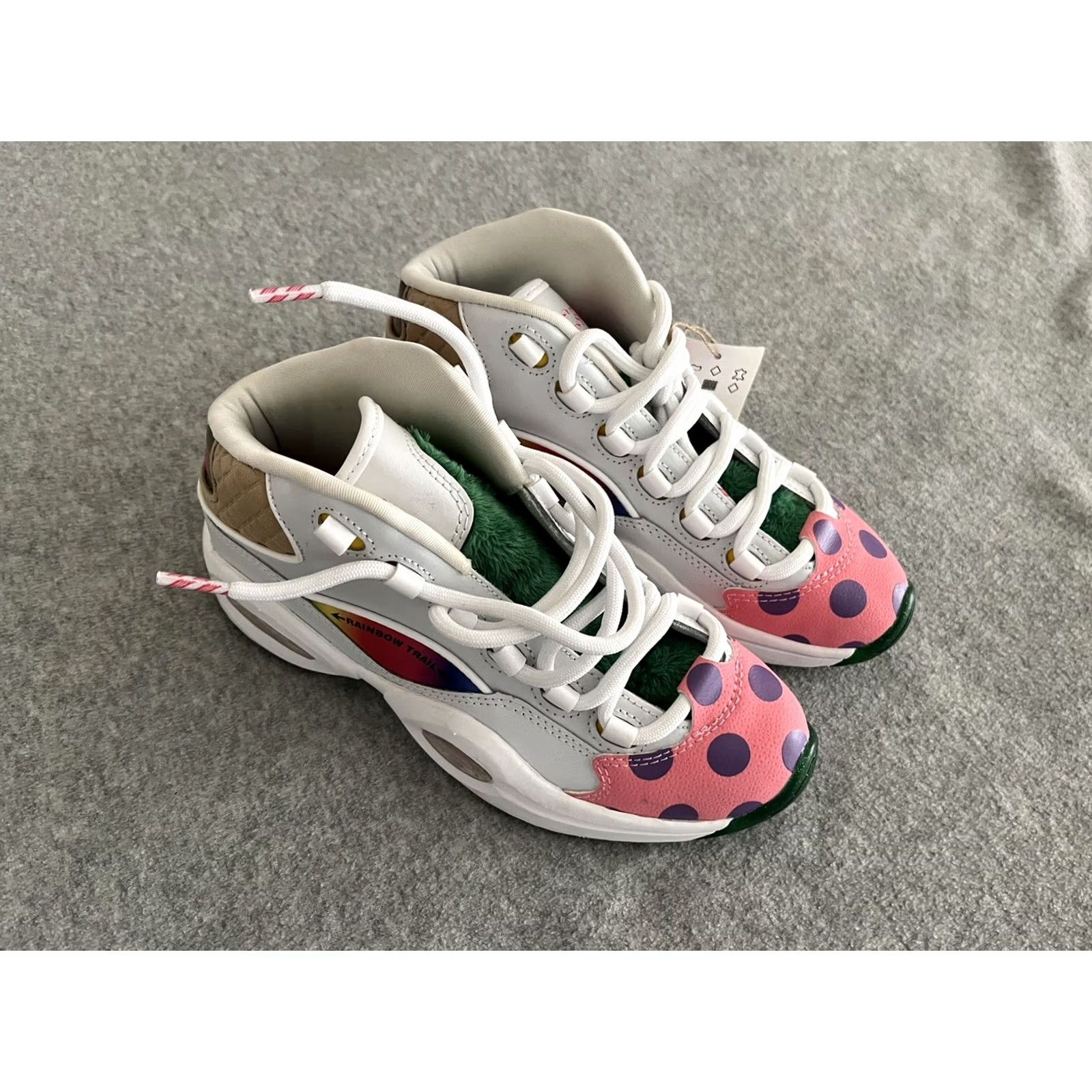 Reebok Reebok Question Candy Land Sneaker GZ0081 Mens 4 Womens 5.5 Multicolor Rainbow Trail Hasbro Iverson Basketball Athletic Mid Top Lace Up Shoes Size US 4 / IT 34 - 2 Thumbnail