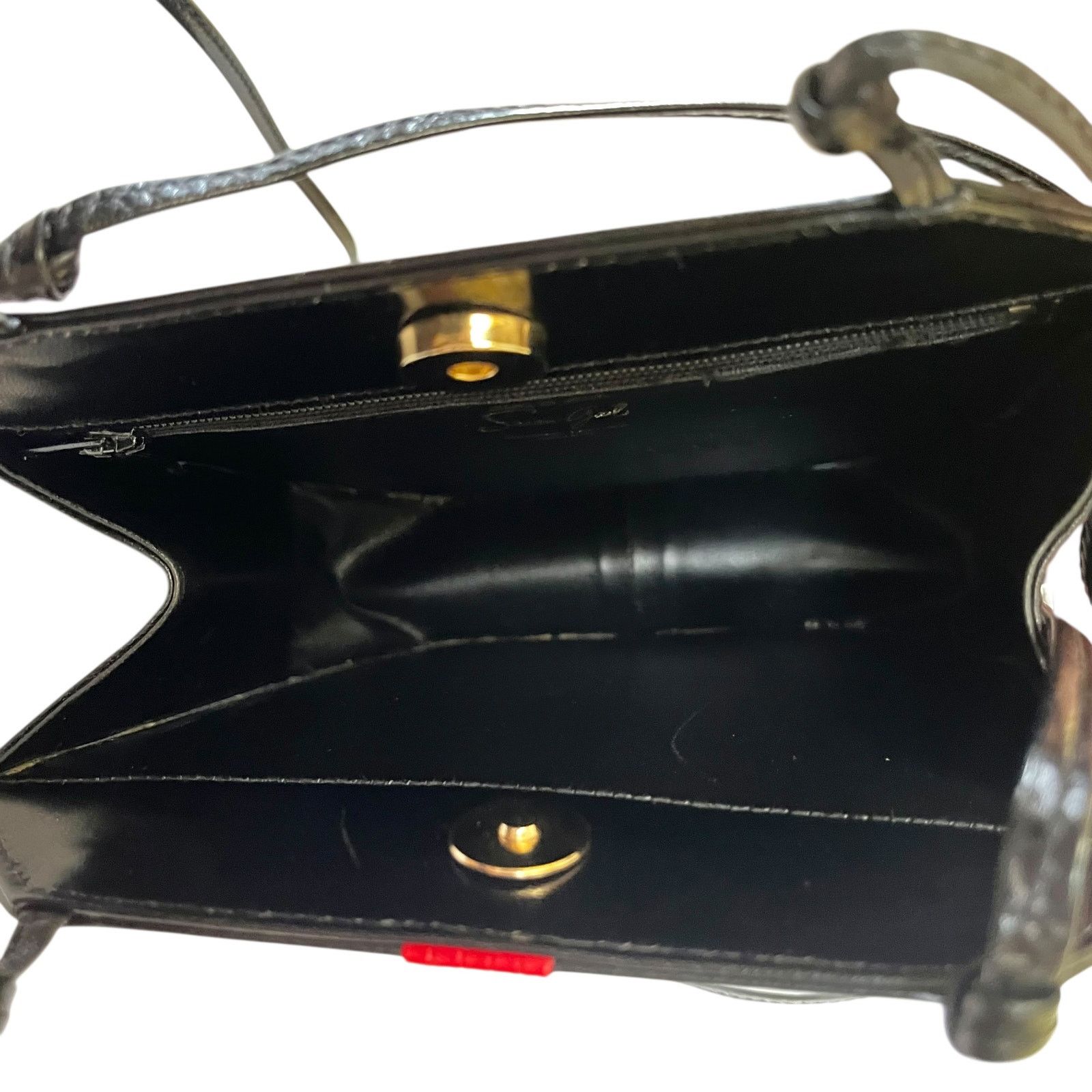 Vintage 1960s Susan Gail Bellido Mod Black Leather Red Stripe Bag Size ONE SIZE - 4 Thumbnail