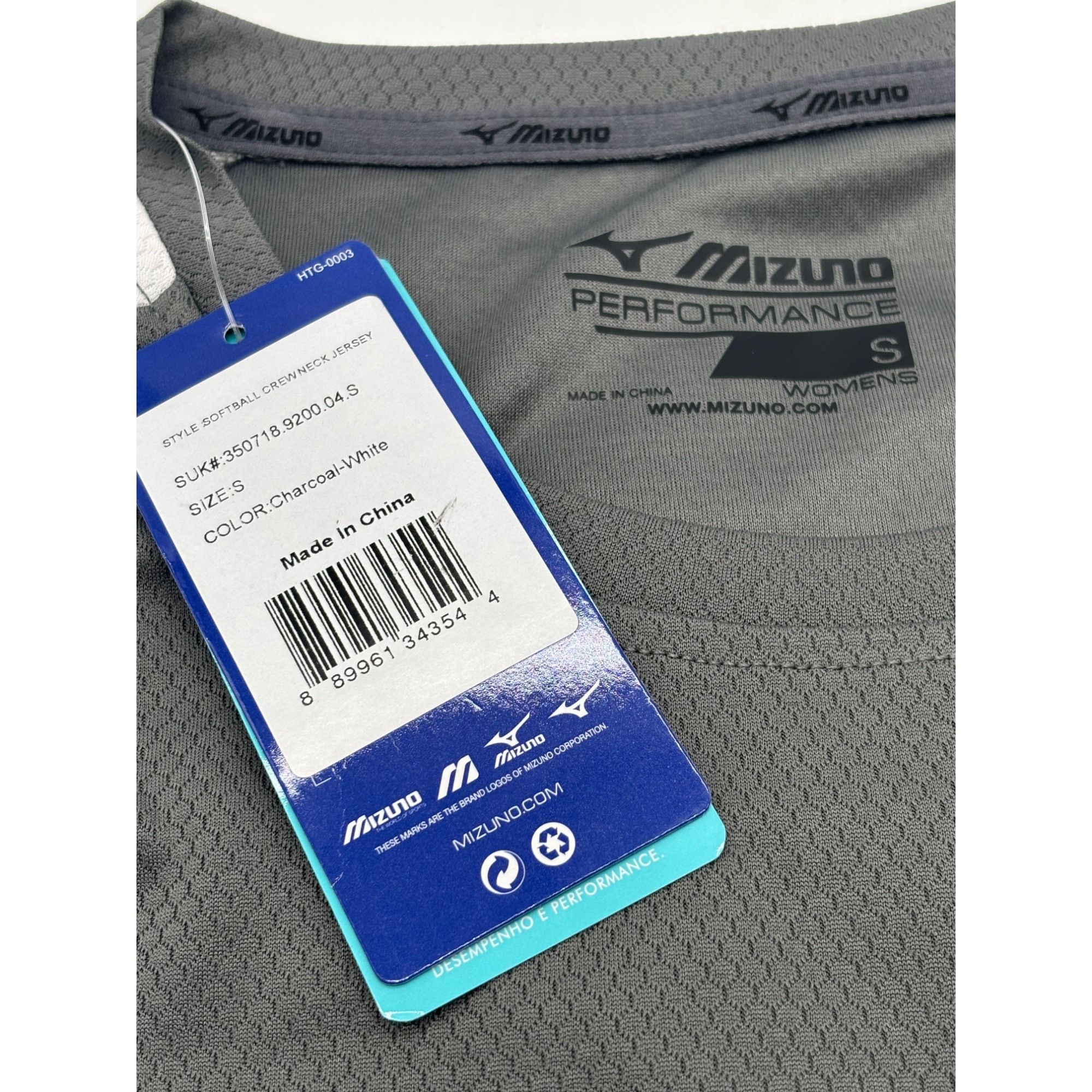 Mizuno Mizuno Women’s Softball Crew Neck Jersey, Charcoal-White, S Size S / US 4 / IT 40 - 6 Thumbnail