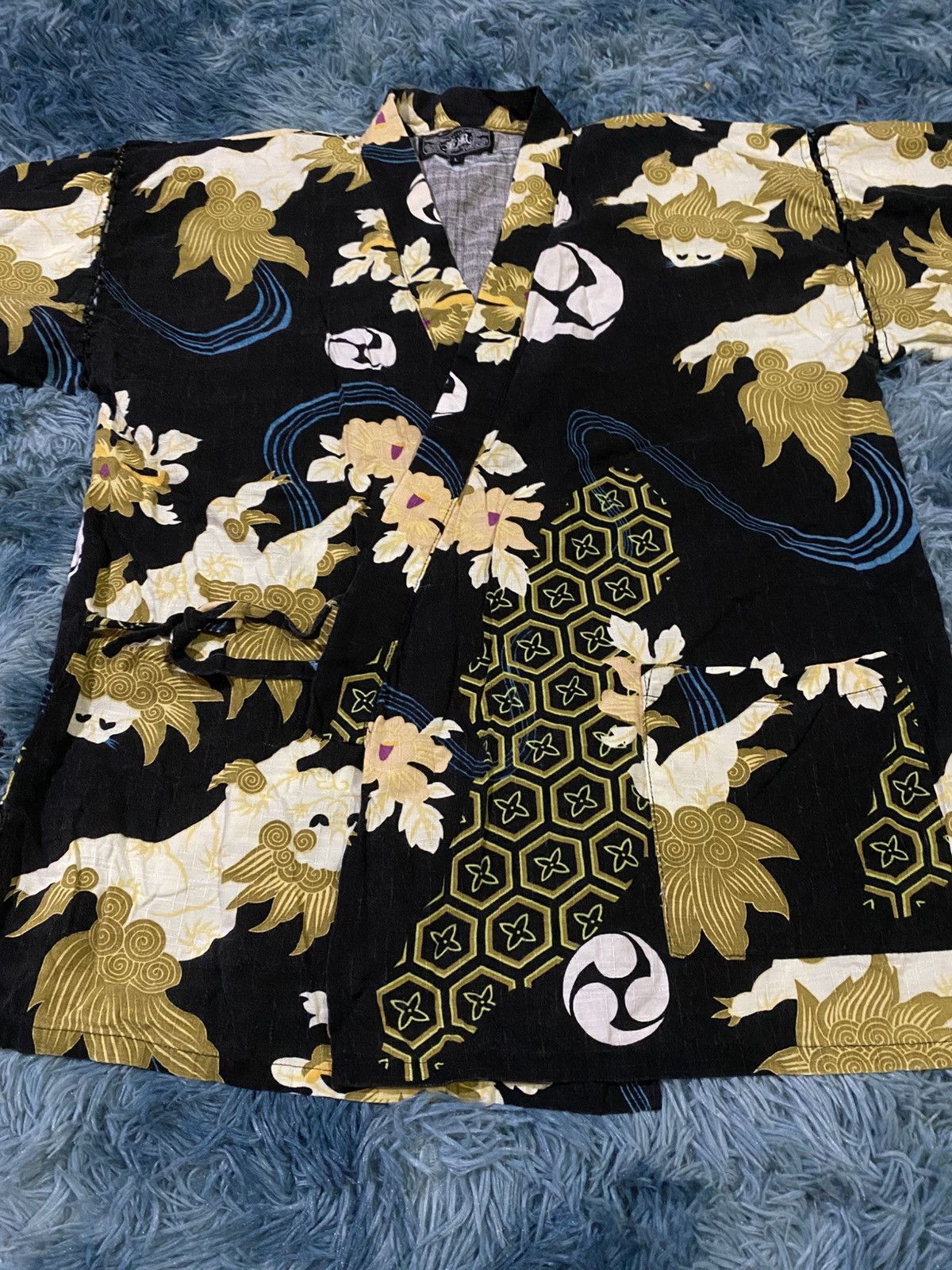 Japanese Brand Kunpu Japanese Style Kimono Jacket Floral & Wave Print Haori Size US M / EU 48-50 / 2 - 12 Thumbnail