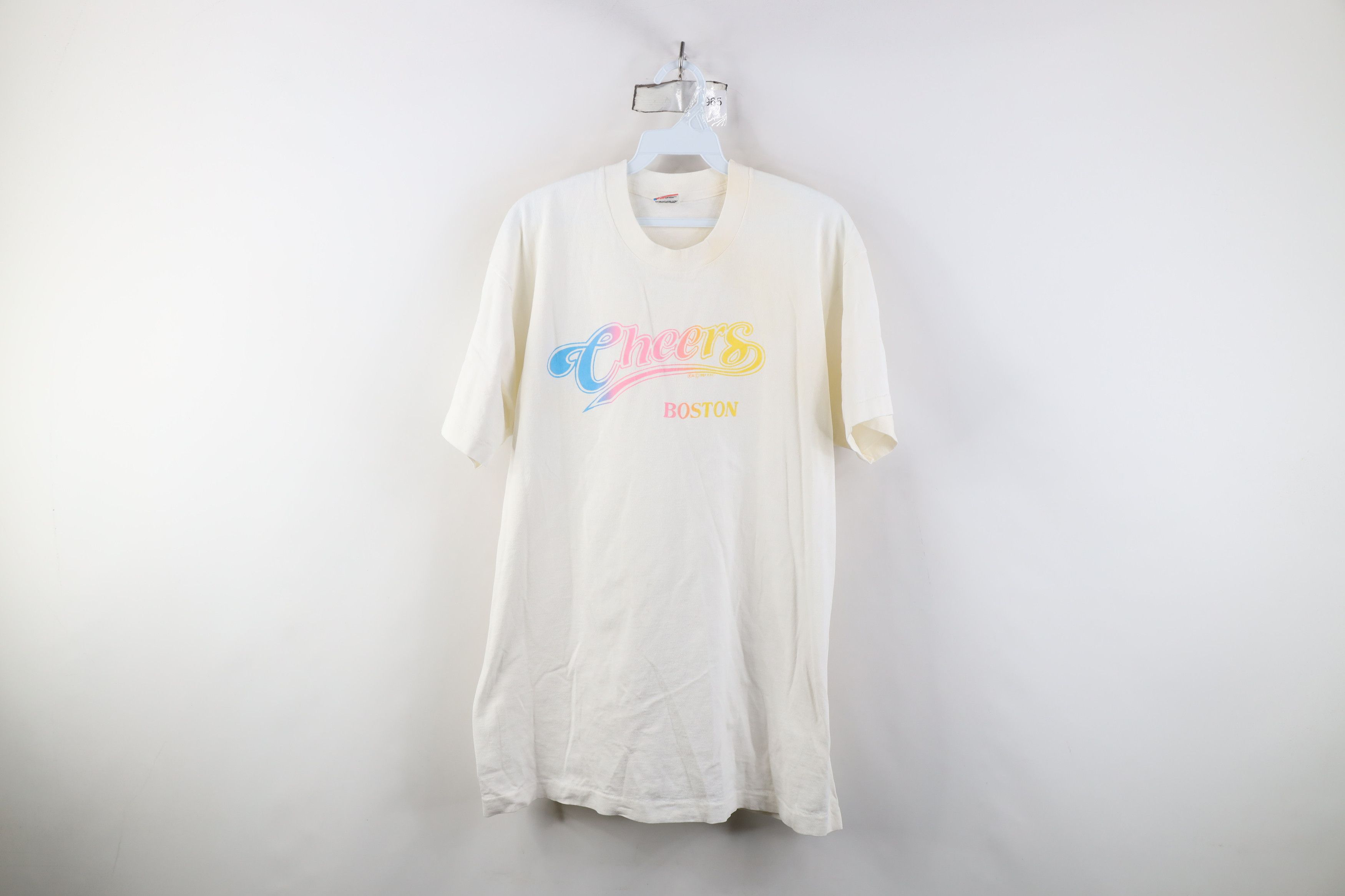 Vintage Vintage 80s Rainbow Cheers Boston Short Sleeve T-Shirt USA Size US XL / EU 56 / 4 - 1 Thumbnail