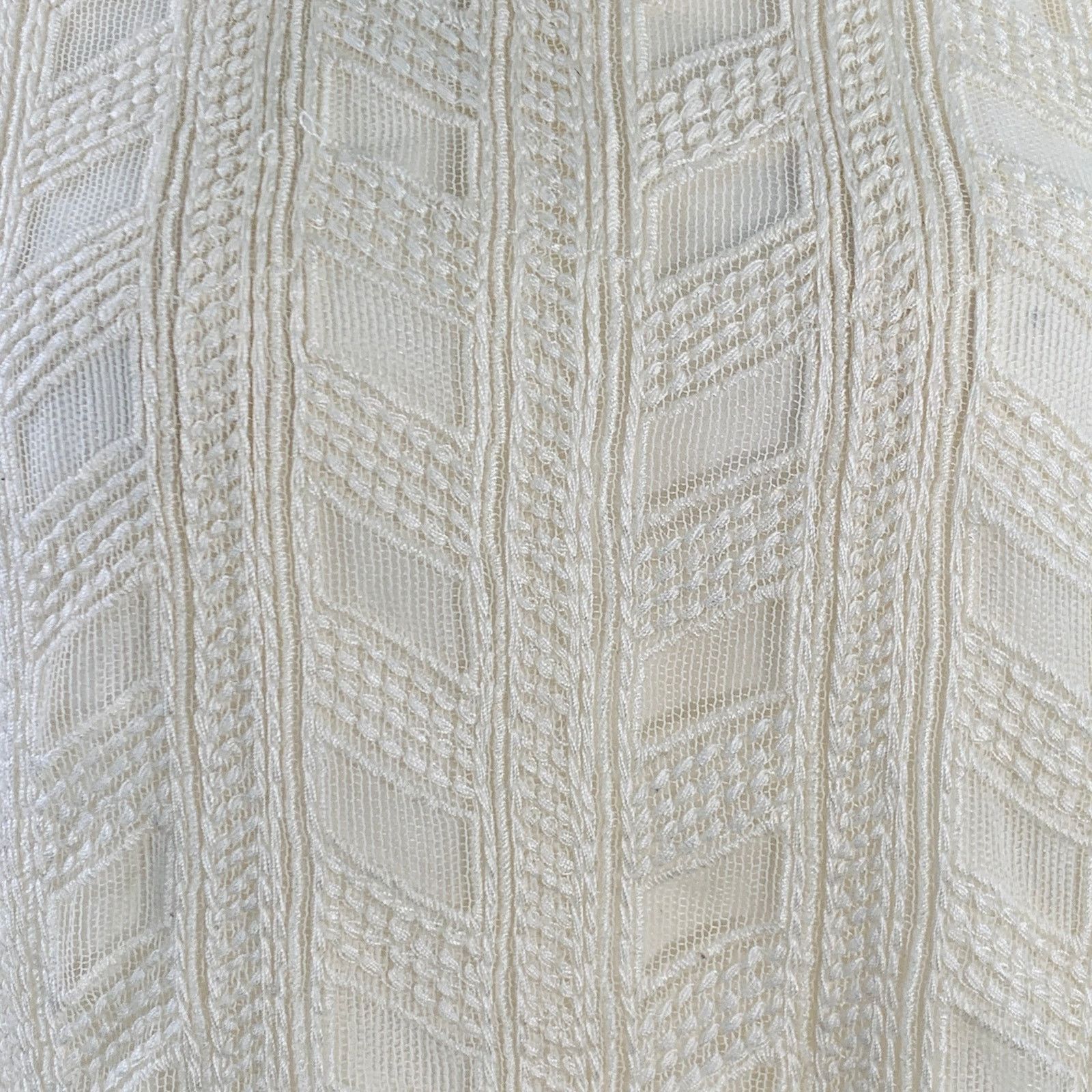 Vince VINCE Cream Embroidered Geometric Raw Edge Sleeveless Top Size L / US 10 / IT 46 - 2 Thumbnail