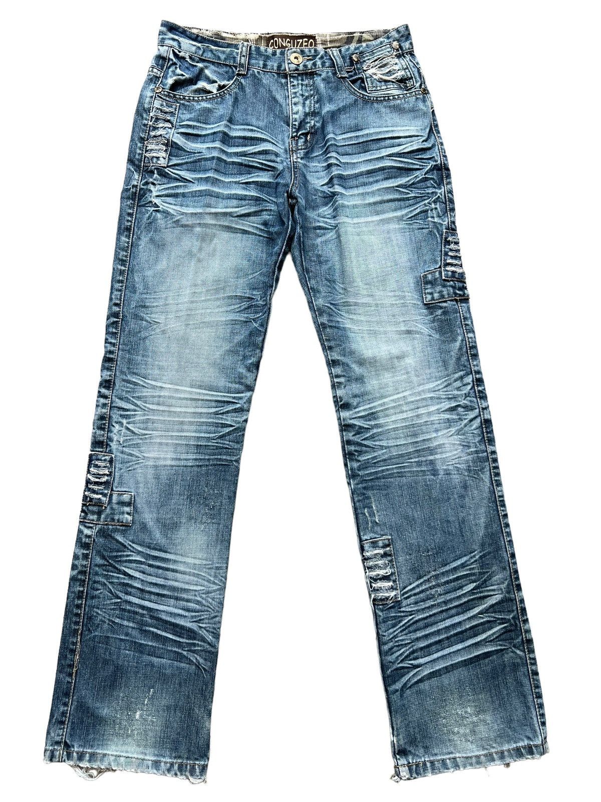 Other Conguzo Bondage Patchwork Distressed Baggy Denim Jeans 31x33 Size US 31 - 2 Thumbnail