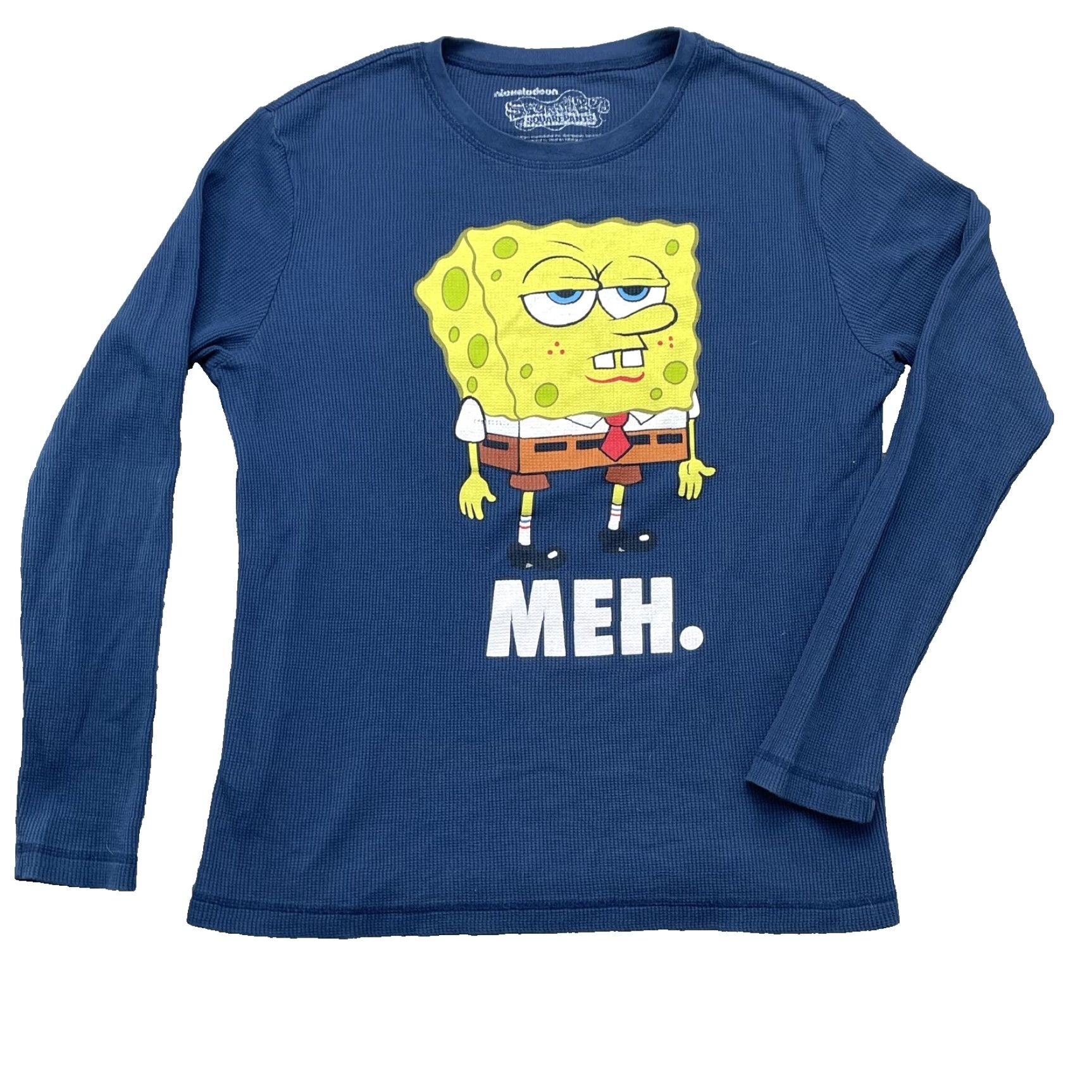 Nickelodeon Nickelodeon Sponge Bob Square Pants T-Shirt Men's Large Blue Waffle Thermal Y2K Retro Graphic Print Shirt Size US L / EU 52-54 / 3 - 2 Thumbnail