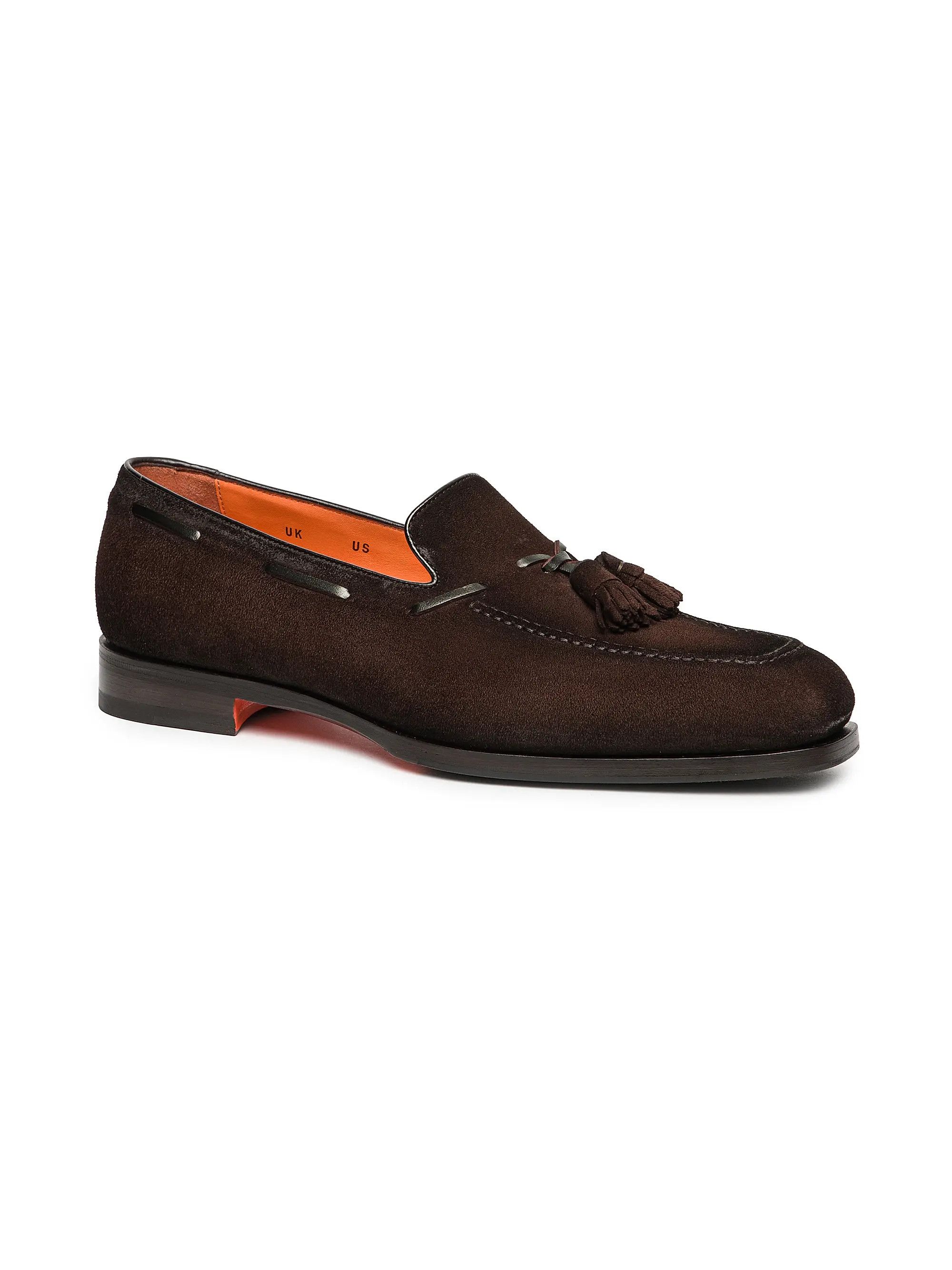 Santoni os11x0526 Brando Tassel Suede Loafers in Dark Brown Size US 10 / EU 43 - 2 Thumbnail