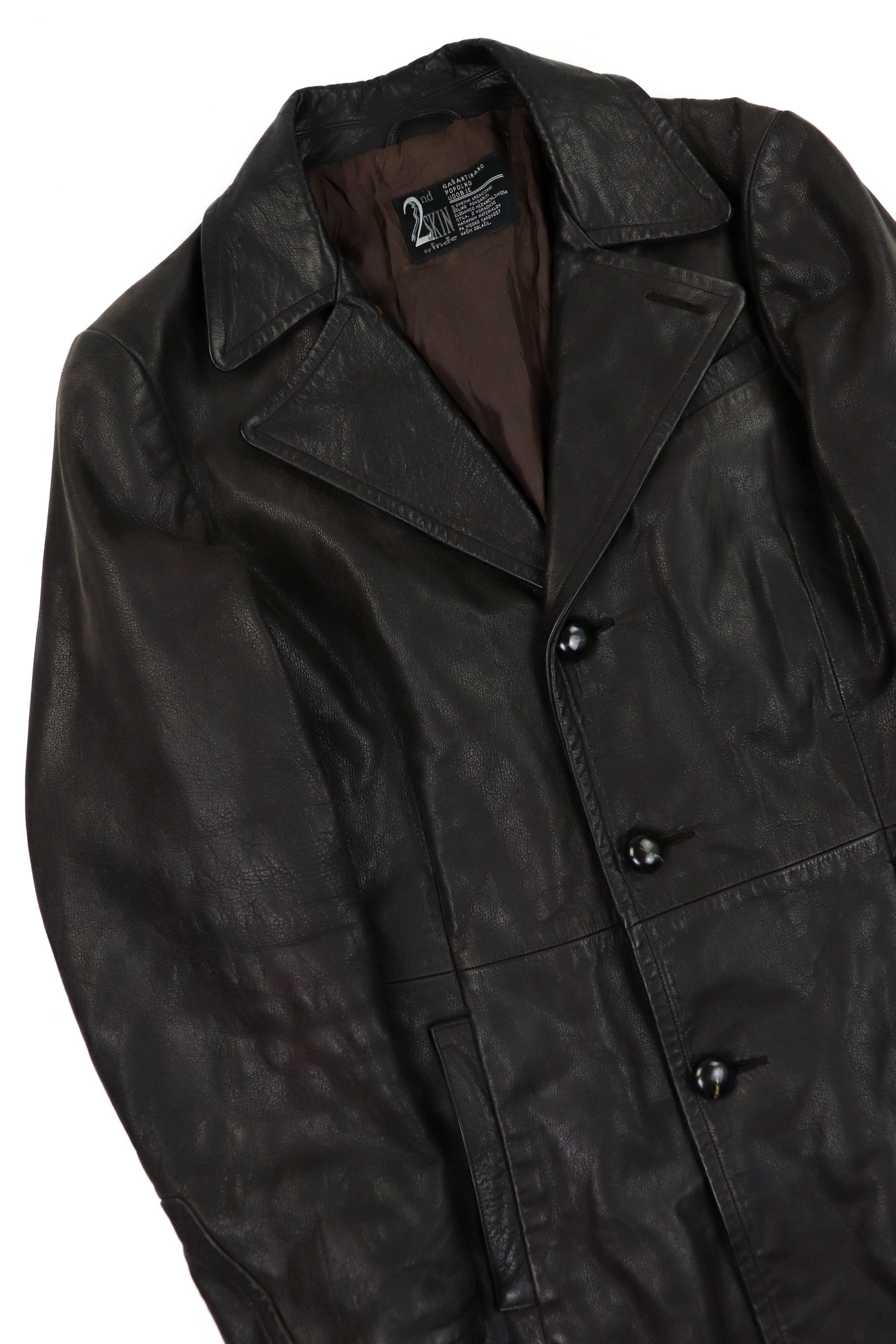 Genuine Leather 2nd Skin by inde Dark Brown Heavy Leather Coat Jacket Size US M / EU 48-50 / 2 - 6 Thumbnail