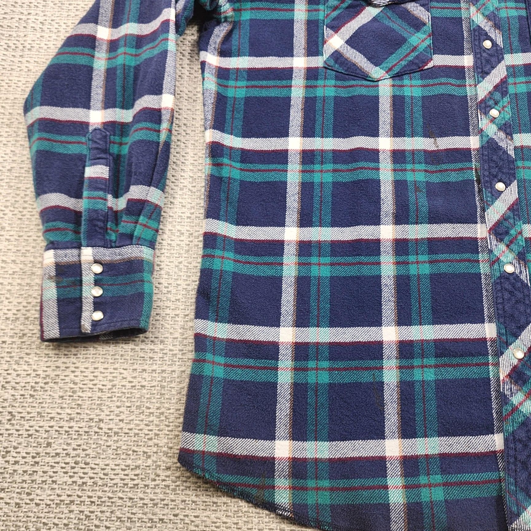 Wrangler VINTAGE Wrangler Shirt Mens XL Tall Western Plaid Flannel Pearl Snap Button-Up Long Sleeve Casual Workwear Mens Size US XL / EU 56 / 4 - 3 Thumbnail