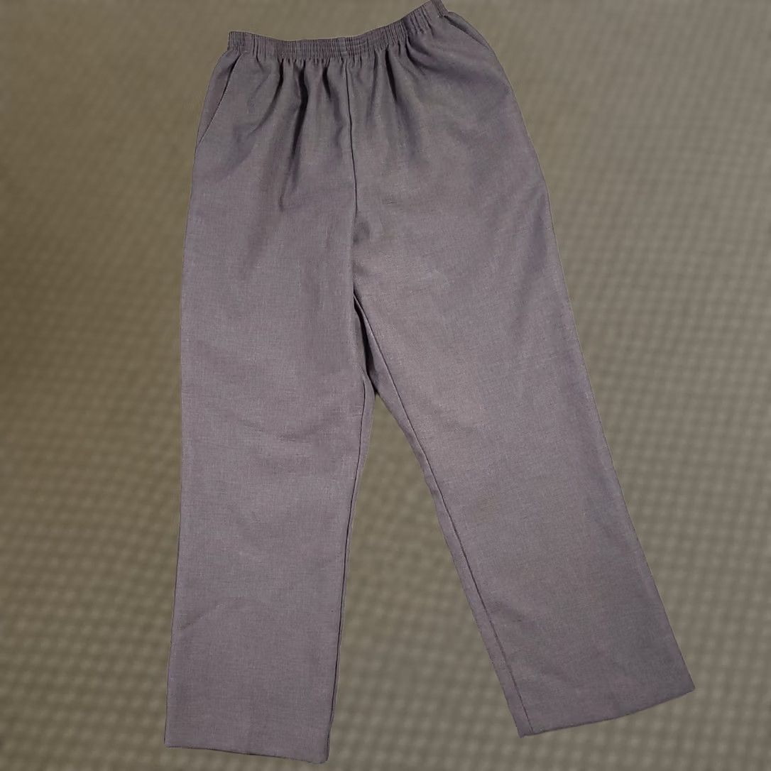 Vintage Alfred Dunner Pants Womens 14 Gray Elastic Waist Pockets 26x27.5 Knit Formal Dress Pants 80s 90s Men? Size 36" / US 14 / IT 50 - 1 Thumbnail