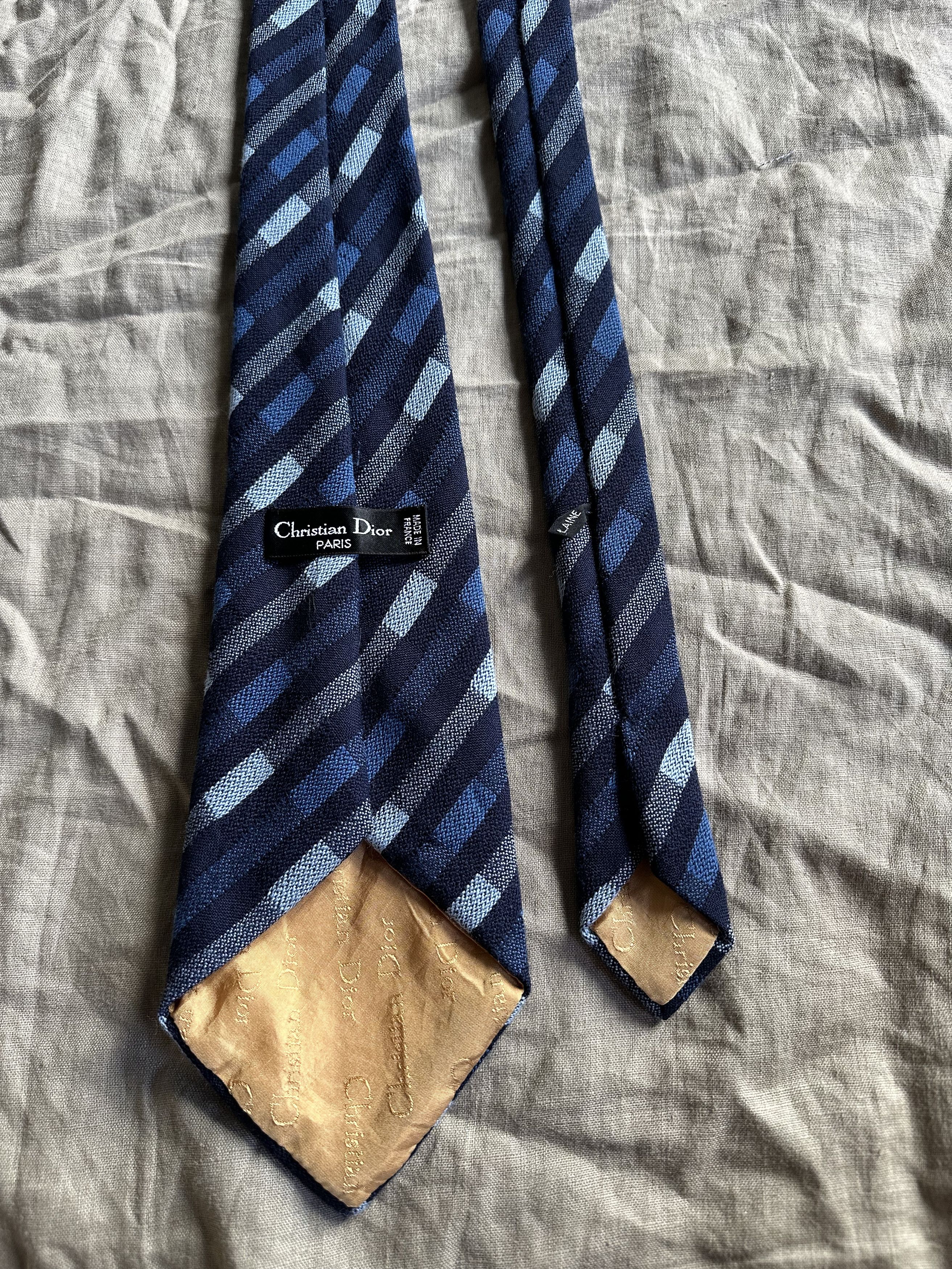 Christian Dior Monsieur Christian Dior Vintage Wool Stripped Tie 7653AC Size ONE SIZE - 1 Thumbnail