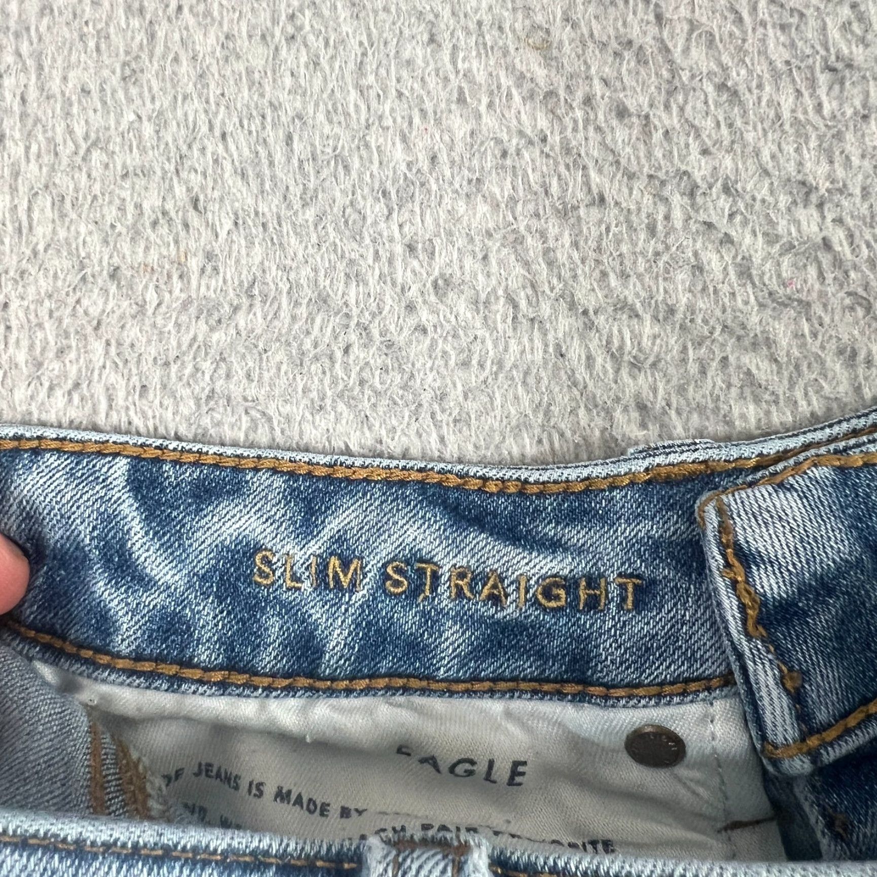 American Eagle Outfitters American Eagle Jeans Mens 26x28 Slim Straight Distressed Denim Blue Stretch Size US 26 / EU 42 - 7 Thumbnail