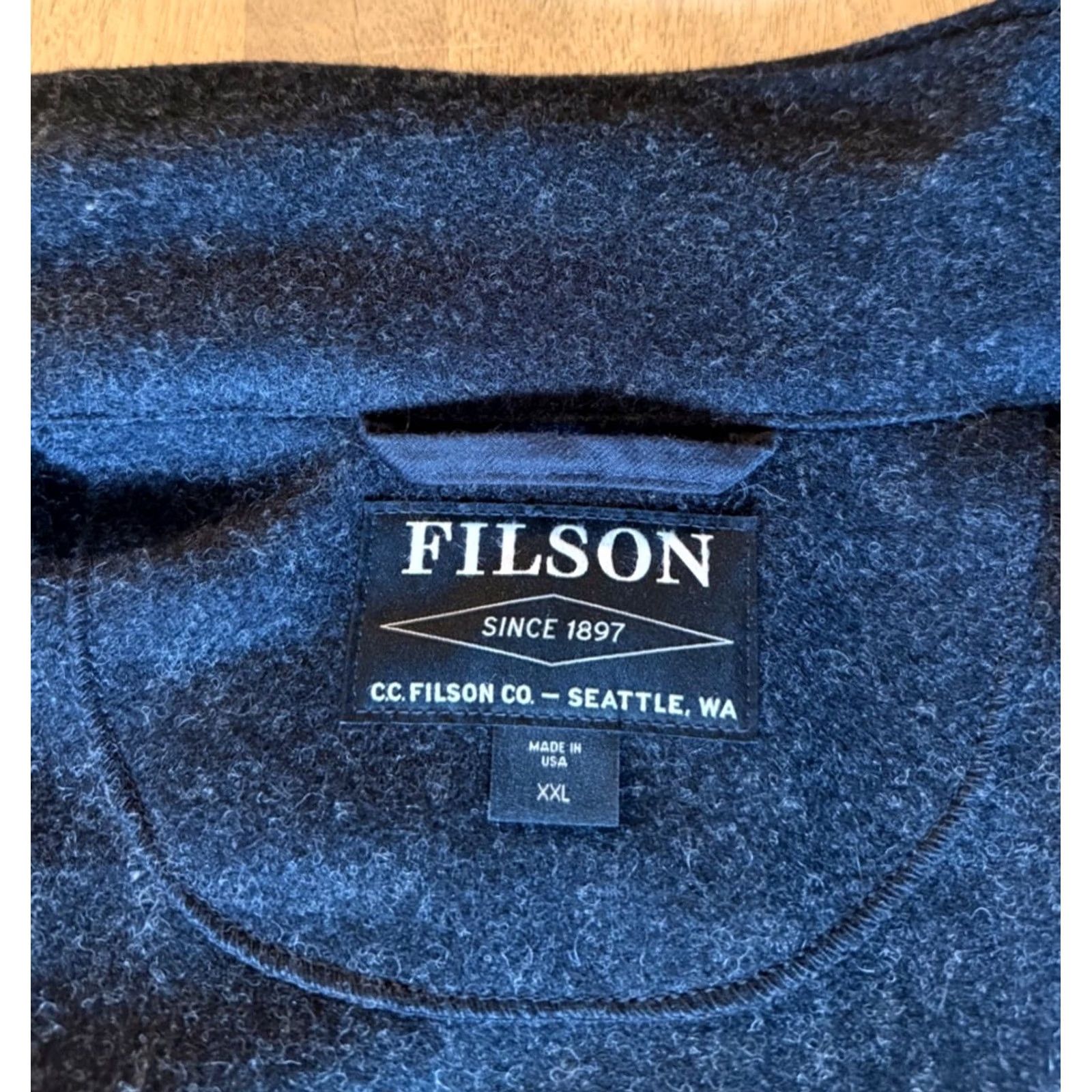 Filson VINTAGE Filson Men's Zip Front Wool Jacket Charcoal 2XL ZIP Front Waist Cinch Casual Outdoor USA Mens Wool Jacket Size US XXL / EU 58 / 5 - 8 Thumbnail