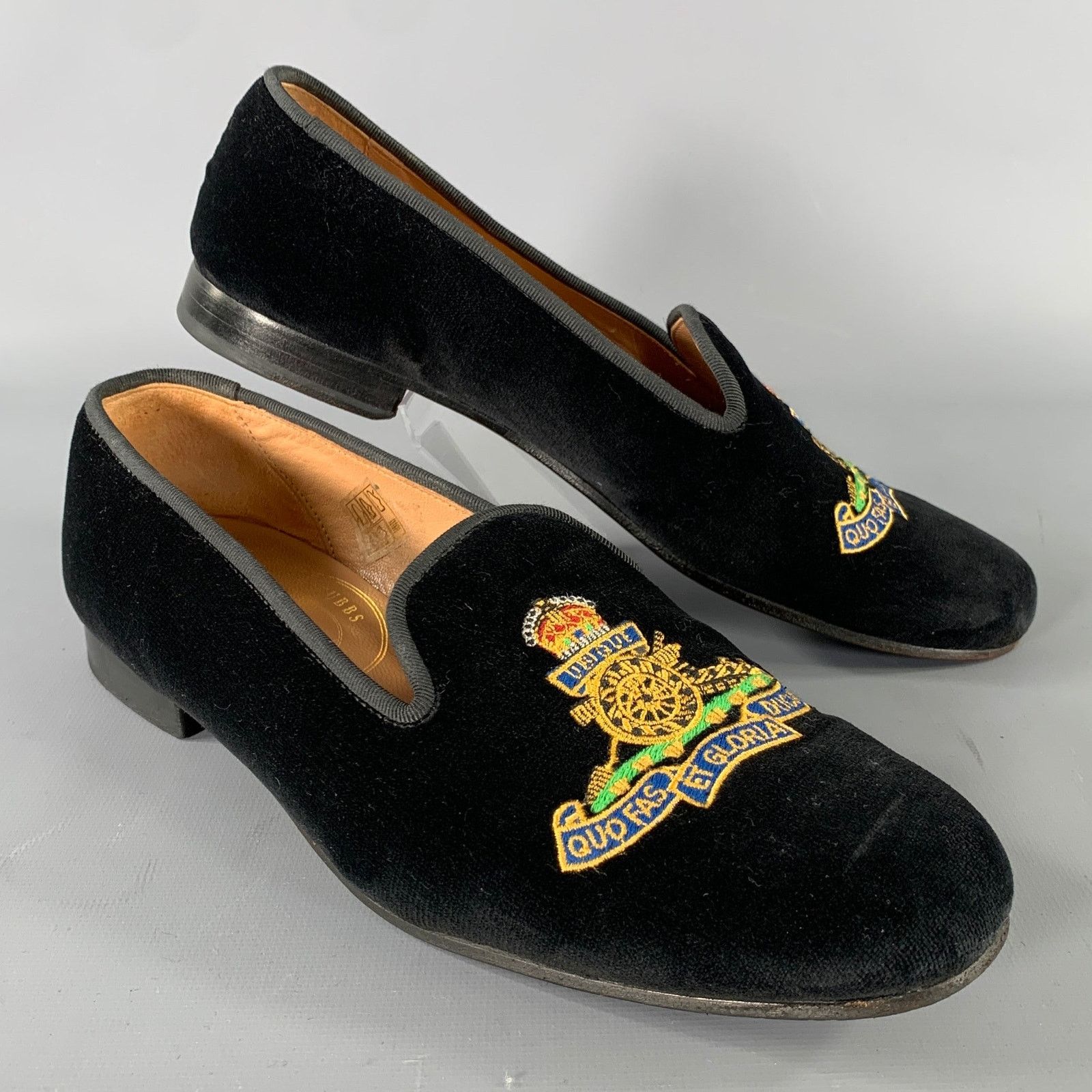 Stubbs & Wootton STUBBS & WOOTTON Size 9 Black Velvet Embroidered Loafer Size US 9 / IT 39 - 1 Thumbnail
