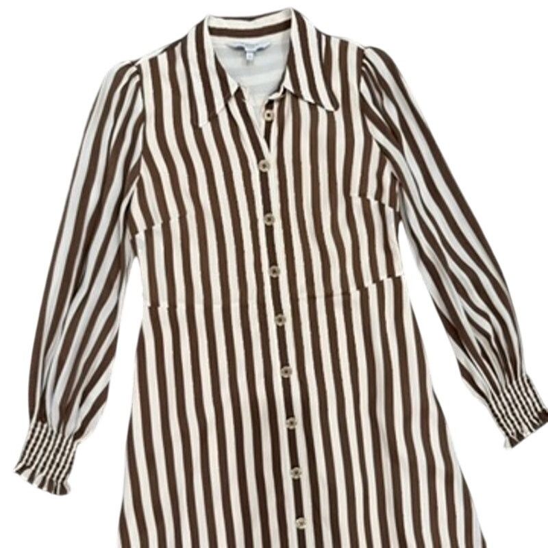 LK Bennett L.K. Bennett Emelia Shirt Dress in Brown/Cream, Size US 6 Size M / US 6-8 / IT 42-44 - 6 Thumbnail