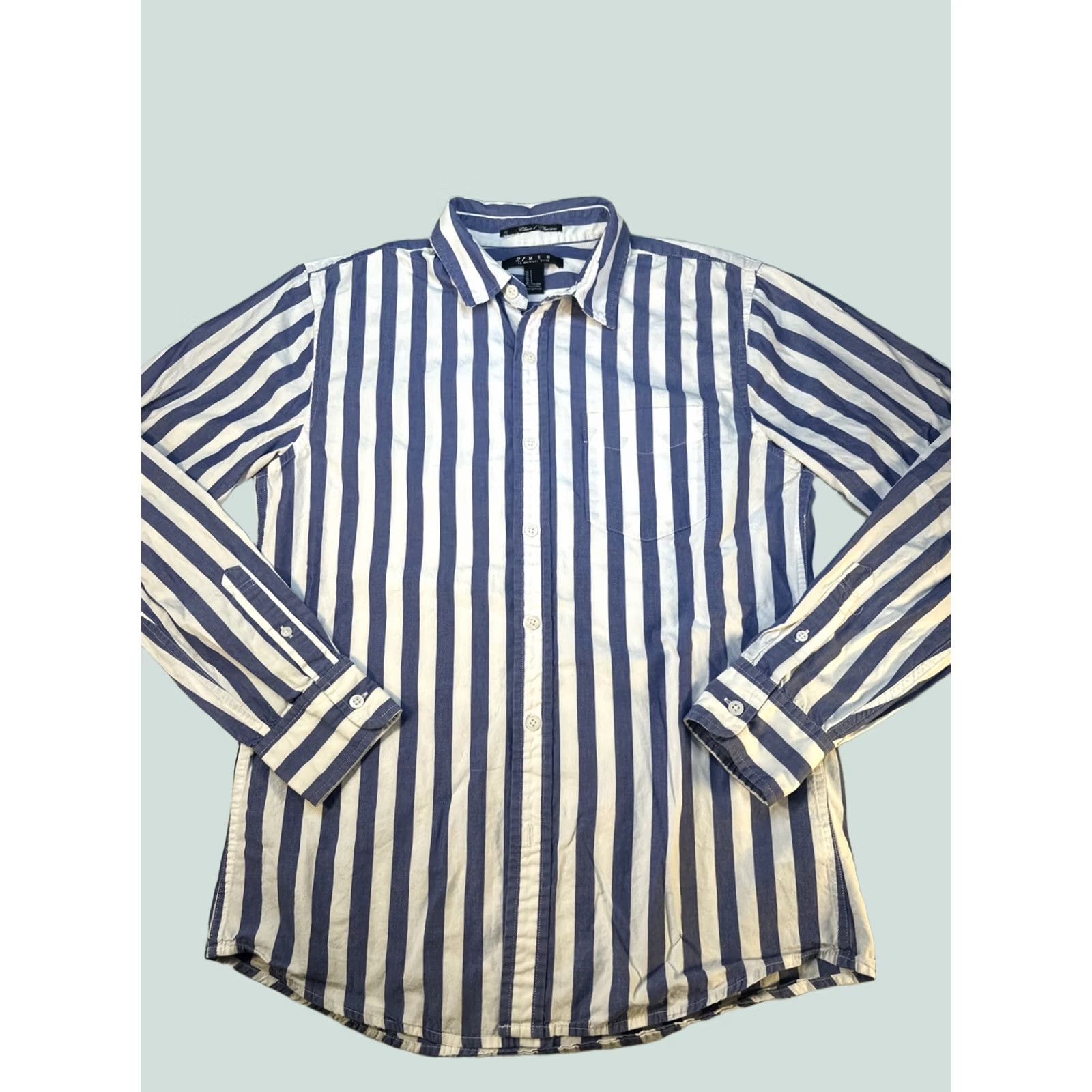 21 Men VINTAGE 21 MEN American Brand Blue White Striped Long Sleeve Button-Up Shirt Mens Large L Blue Striped Long Sleeve Button-Up Size US L / EU 52-54 / 3 - 1 Thumbnail