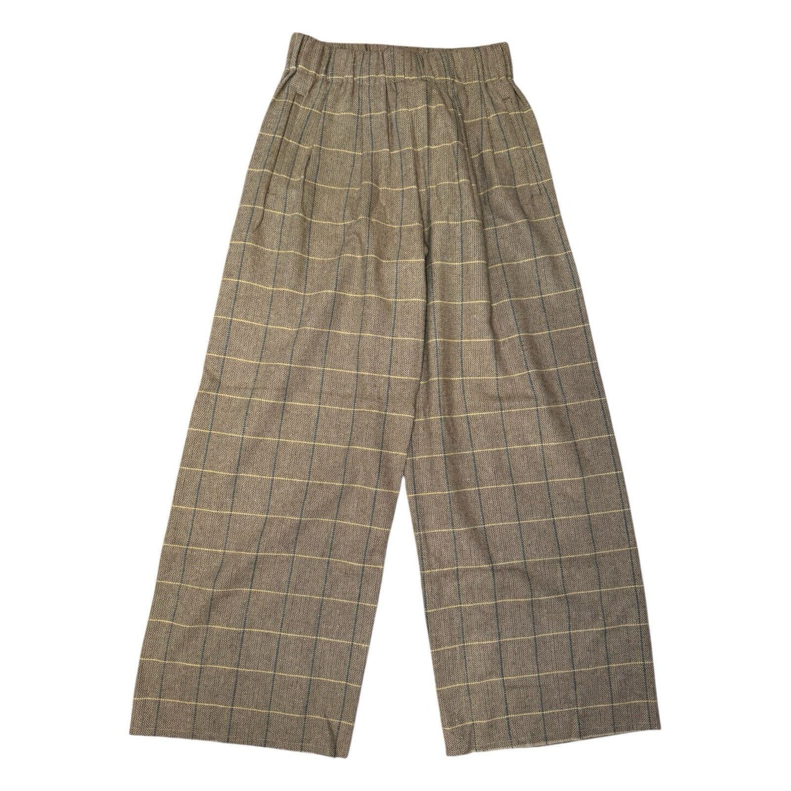Other Weili Zheng NEW Wide Leg Trousers Check Herringbone Tan Size 26" / US 2 / IT 38 - 4 Thumbnail