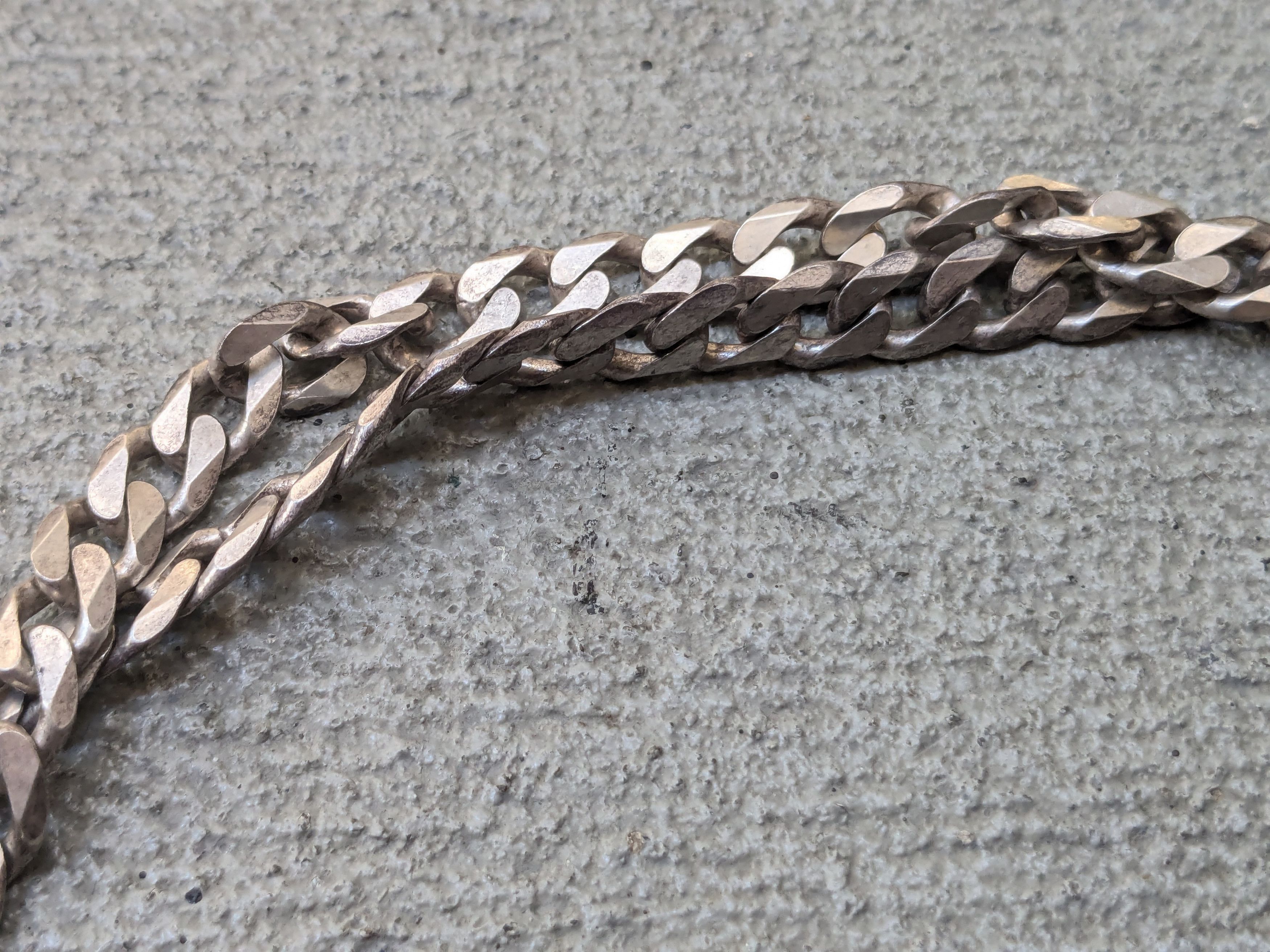 Jewelry Vintage Sterling Silver Necklace Cuban Curb 30" Italy Chain Size ONE SIZE - 3 Thumbnail
