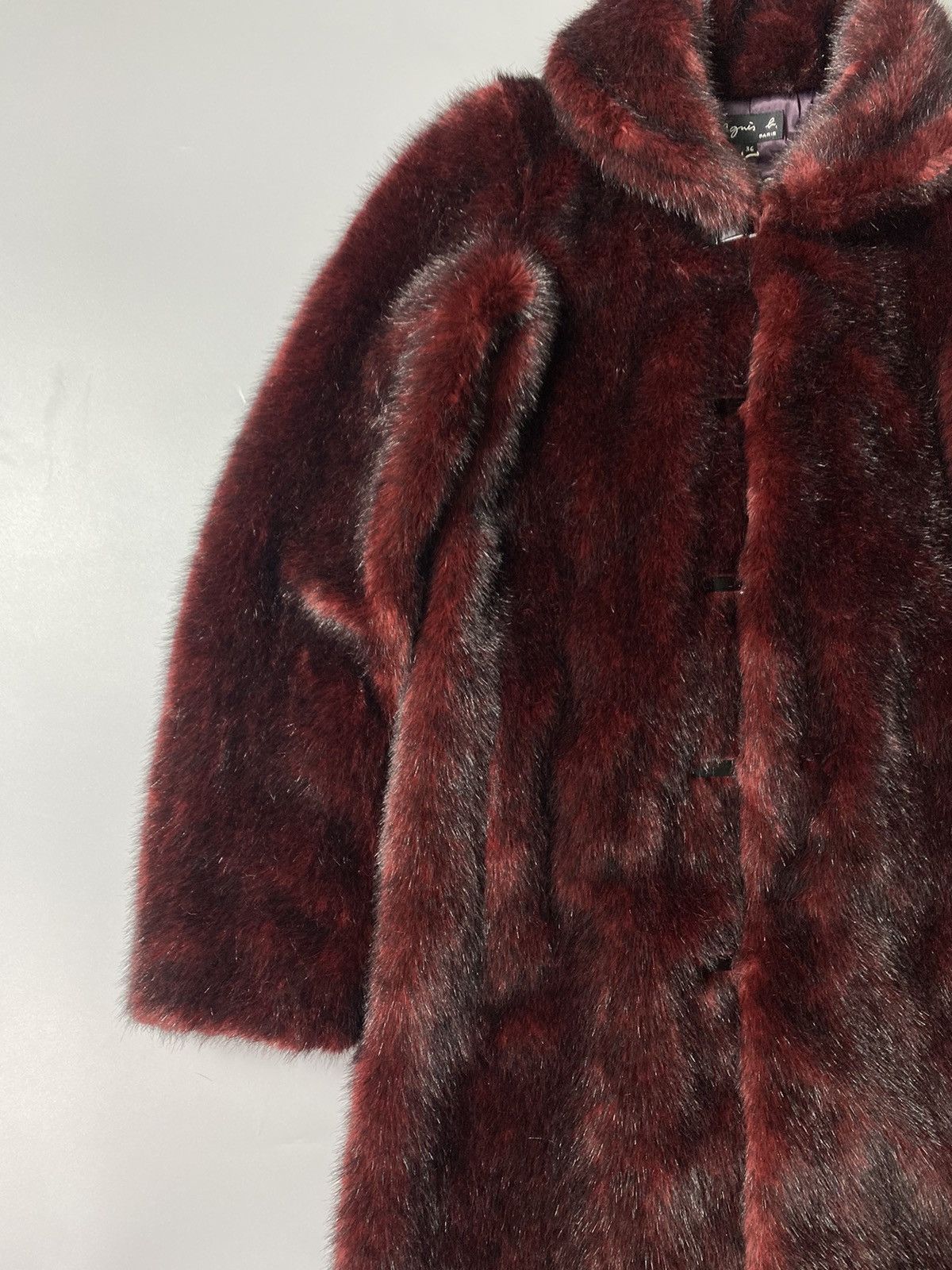 agnes b. Agnes B.- Burgundy Faux Fur Coat Size XS / US 0-2 / IT 36-38 - 5 Thumbnail