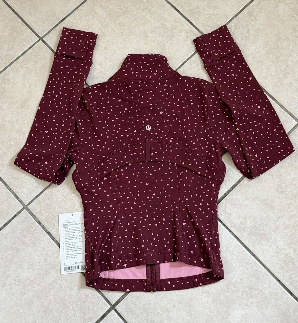 Lululemon LULULEMON DEFINE CROPPED JACKET BURGUNDY DOT PINK SIZE 2 NWT Size XS / US 0-2 / IT 36-38 - 2 Thumbnail