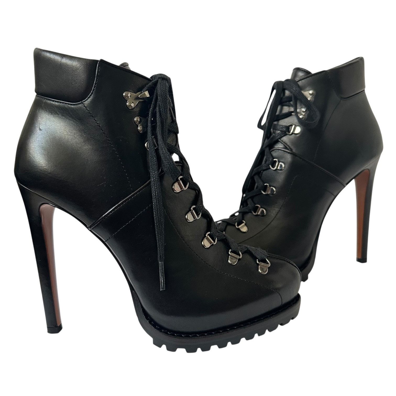 Alaia Black Leather Hiker Ankle Boots EU 38 US 8 Trek Stiletto Size US 8 / IT 38 - 3 Thumbnail