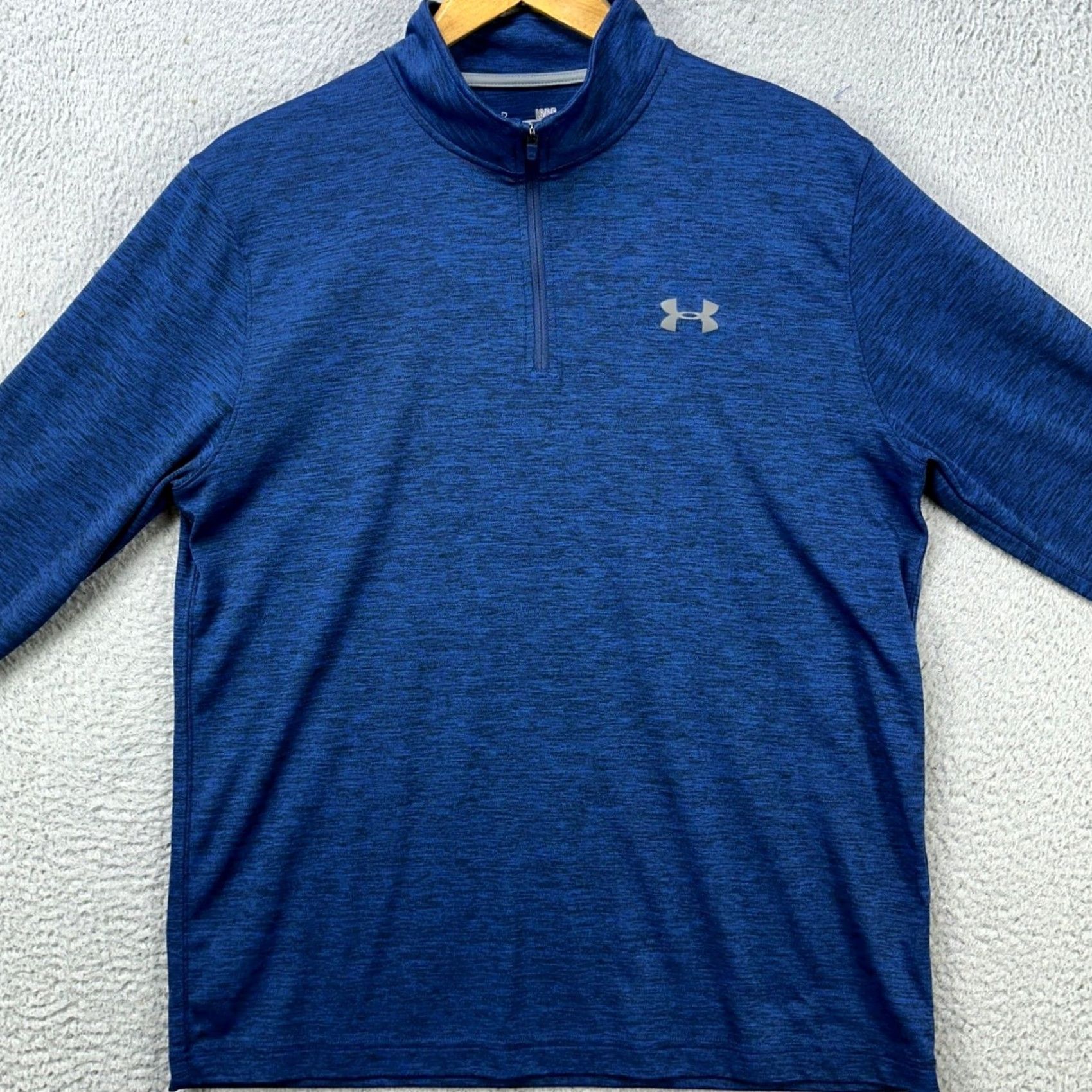 Under Armour Under Armour HeatGear Shirt Pullover Mens Large Blue Salt Pepper Quarter Zip Size US L / EU 52-54 / 3 - 3 Thumbnail