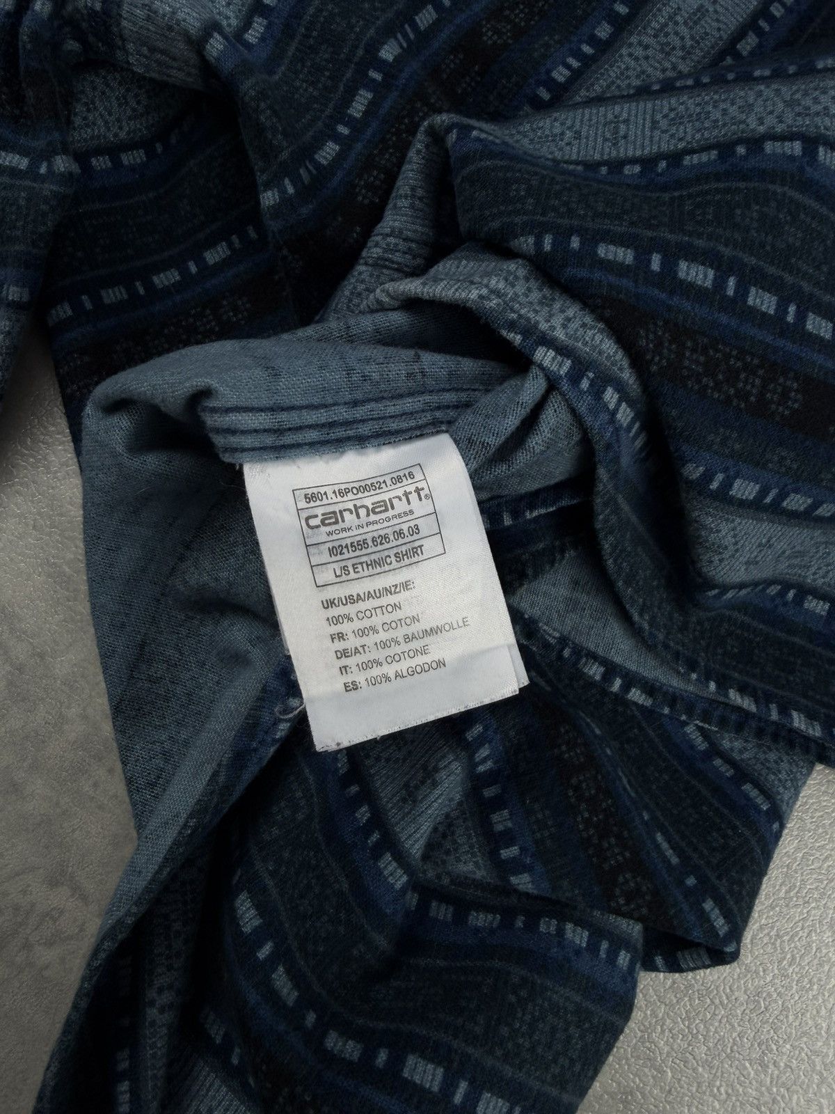 Carhartt Carhartt WIP LS Ethnic Shirt Blue Pattern Regular Fit Size M Size US M / EU 48-50 / 2 - 7 Thumbnail