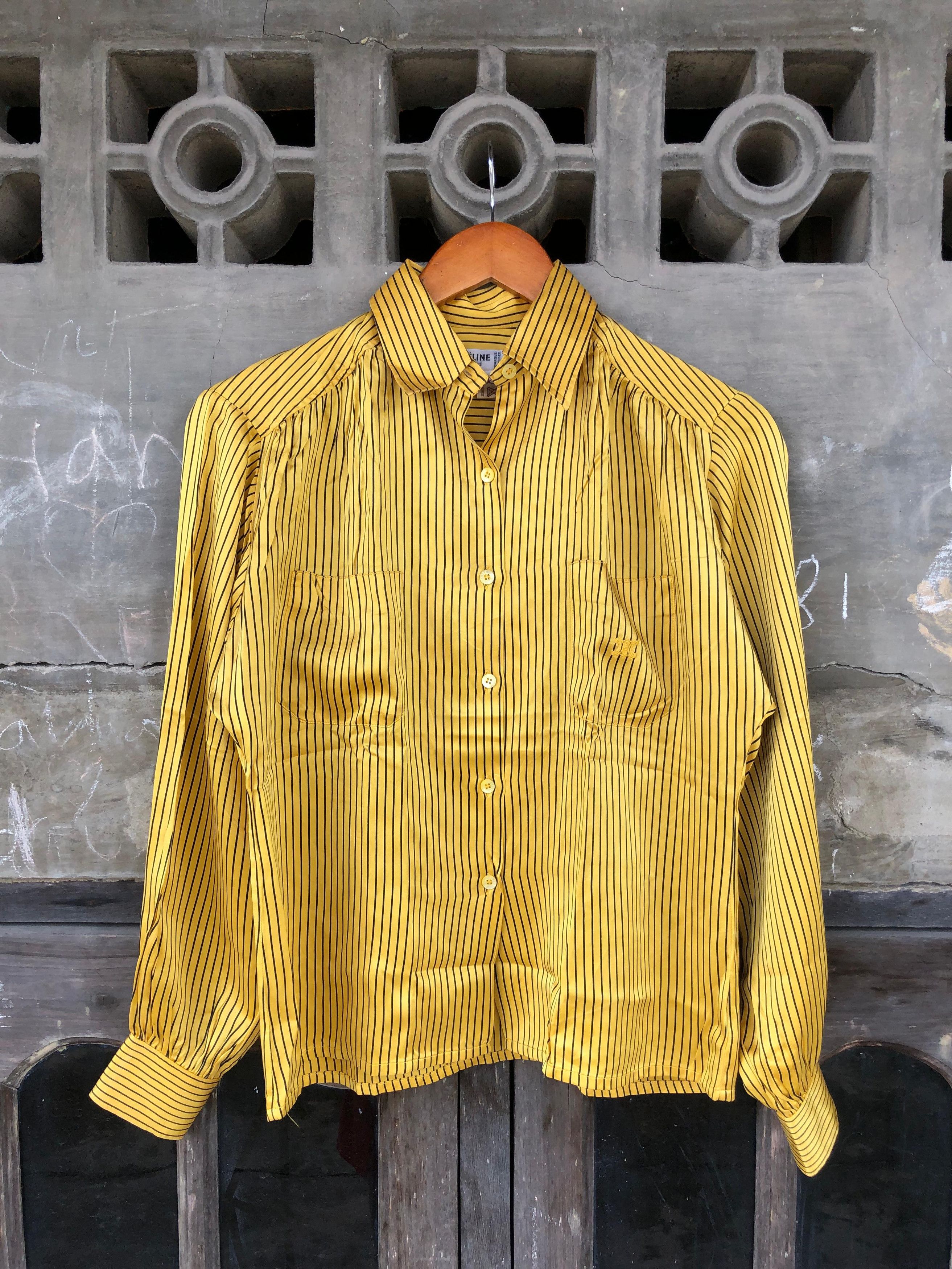 Celine 1990s Celine Gold Silk Shirt by Celine Viviana Era Size M / US 6-8 / IT 42-44 - 1 Thumbnail