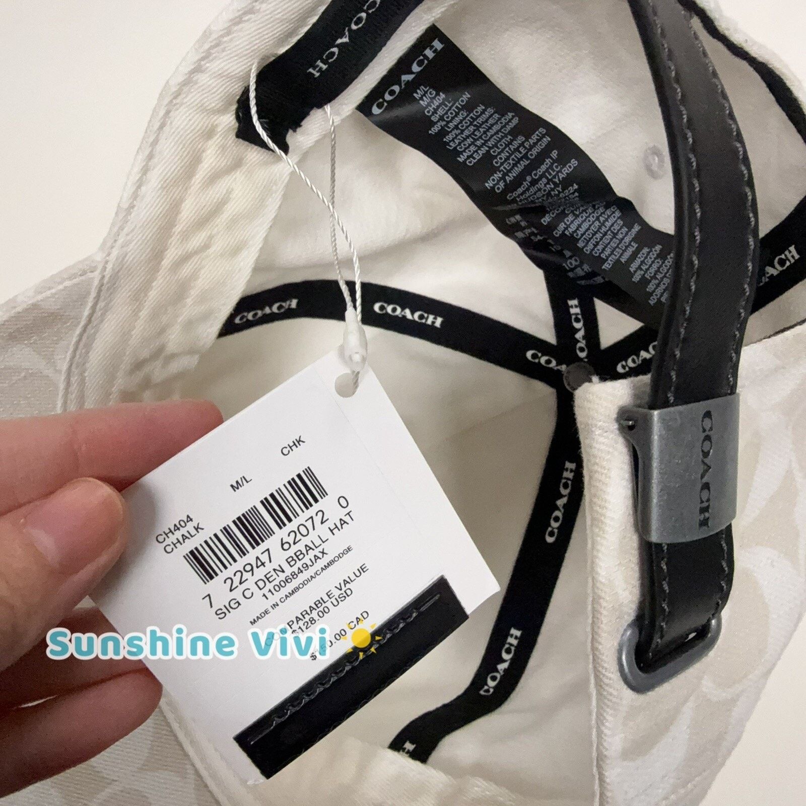 Coach NWT Coach C Denim Baseball Hat Chalk Adjustable CH404 Size ONE SIZE - 5 Thumbnail