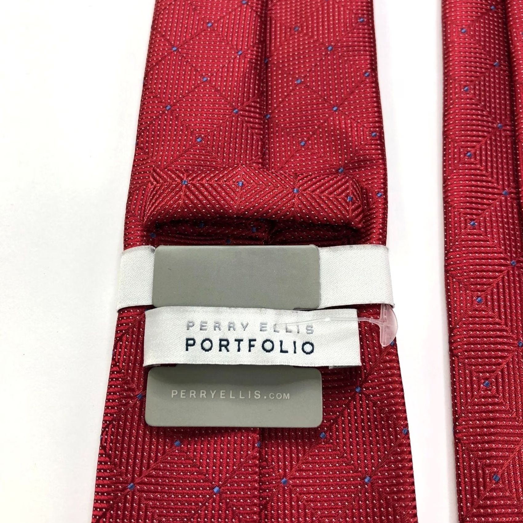 Perry Ellis VINTAGE Perry Ellis Portfolio NEW Red 100% Polyester Neck Tie Geometric 2.75 In /58-in Tie Men Vintage Mens Size ONE SIZE - 8 Thumbnail