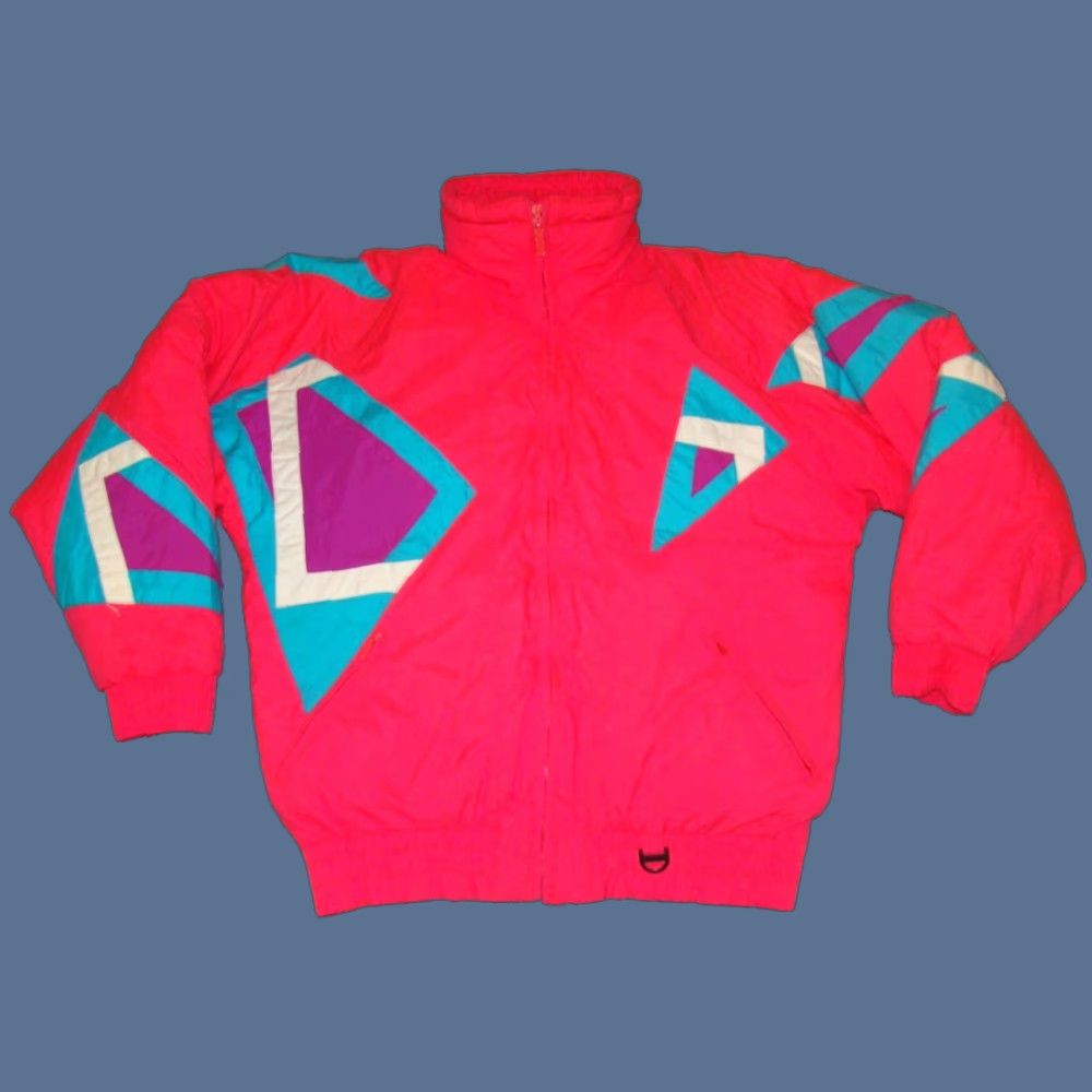 Pinko Vintage Women’s Small Downhill Racer Hot Pink Neon Nylon Down Ski Jacket Coat Size S / US 4 / IT 40 - 1 Thumbnail