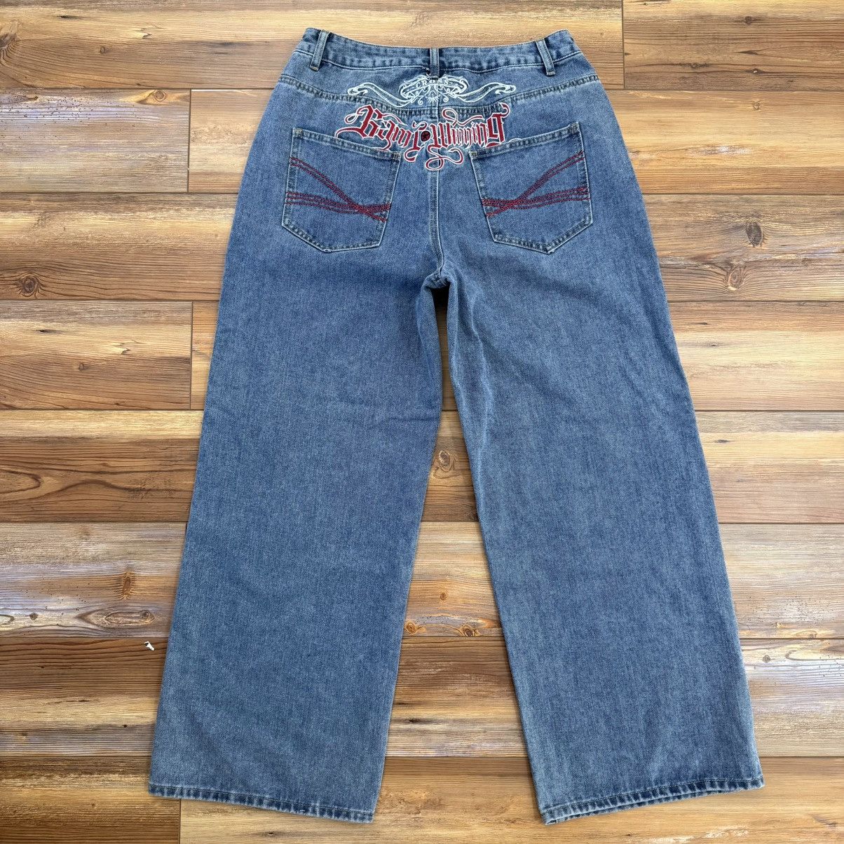 Other Baggy JNCO Style Embroidered Skate Denim Punk Blue Jeans Size US 28 / EU 44 - 1 Thumbnail