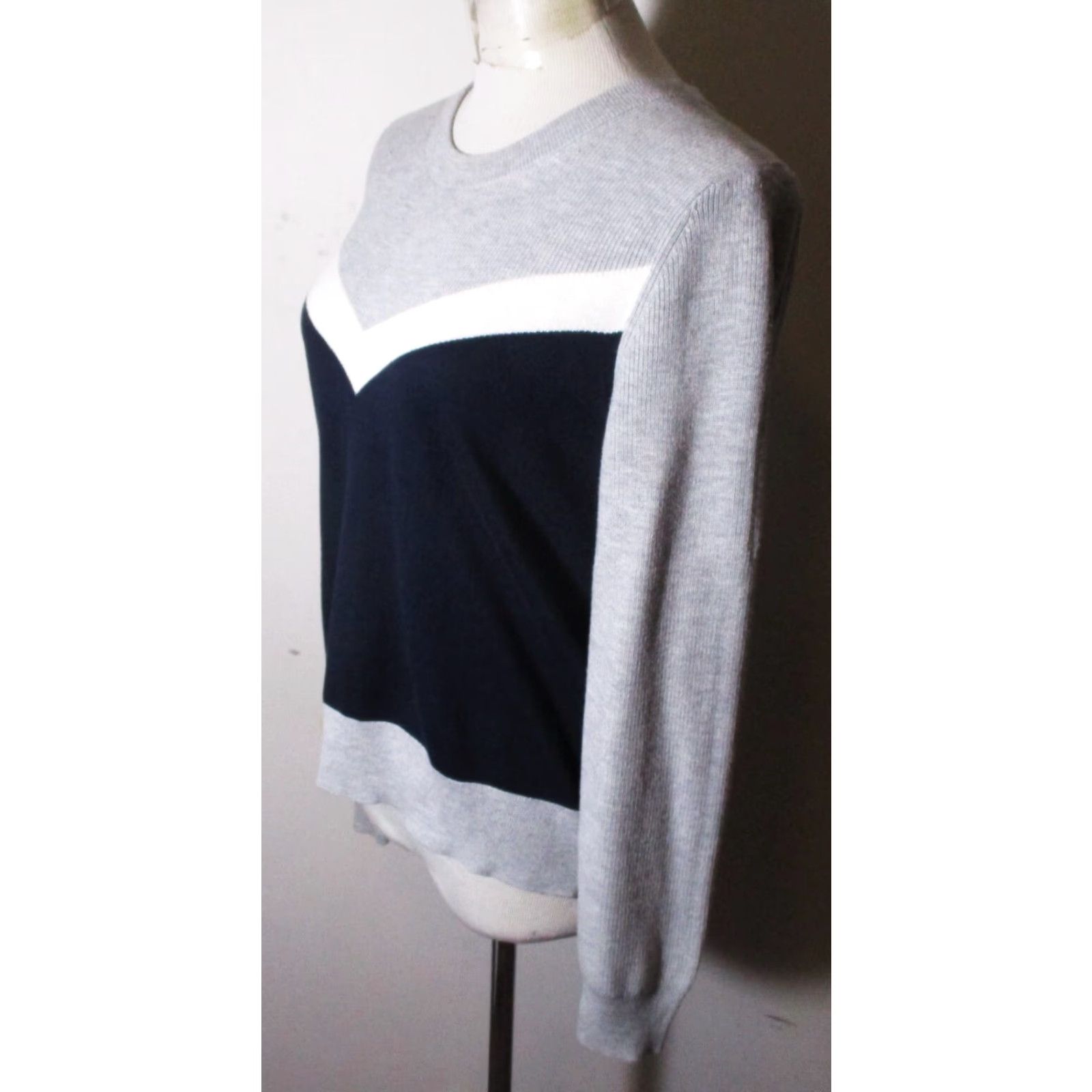 Banana Republic Banana Republic Gray Blue Cotton Long Sleeve Sweater S Women Crew Neck Pullover All Seasons Size S / US 4 / IT 40 - 4 Thumbnail