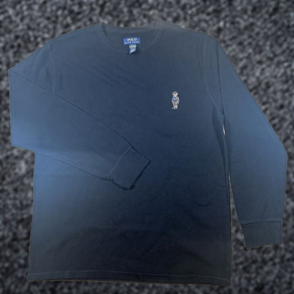 Ralph Lauren Polo Ralph Lauren Formal Bear Thermal Shirt Mens XL Black Size 46R - 1 Thumbnail
