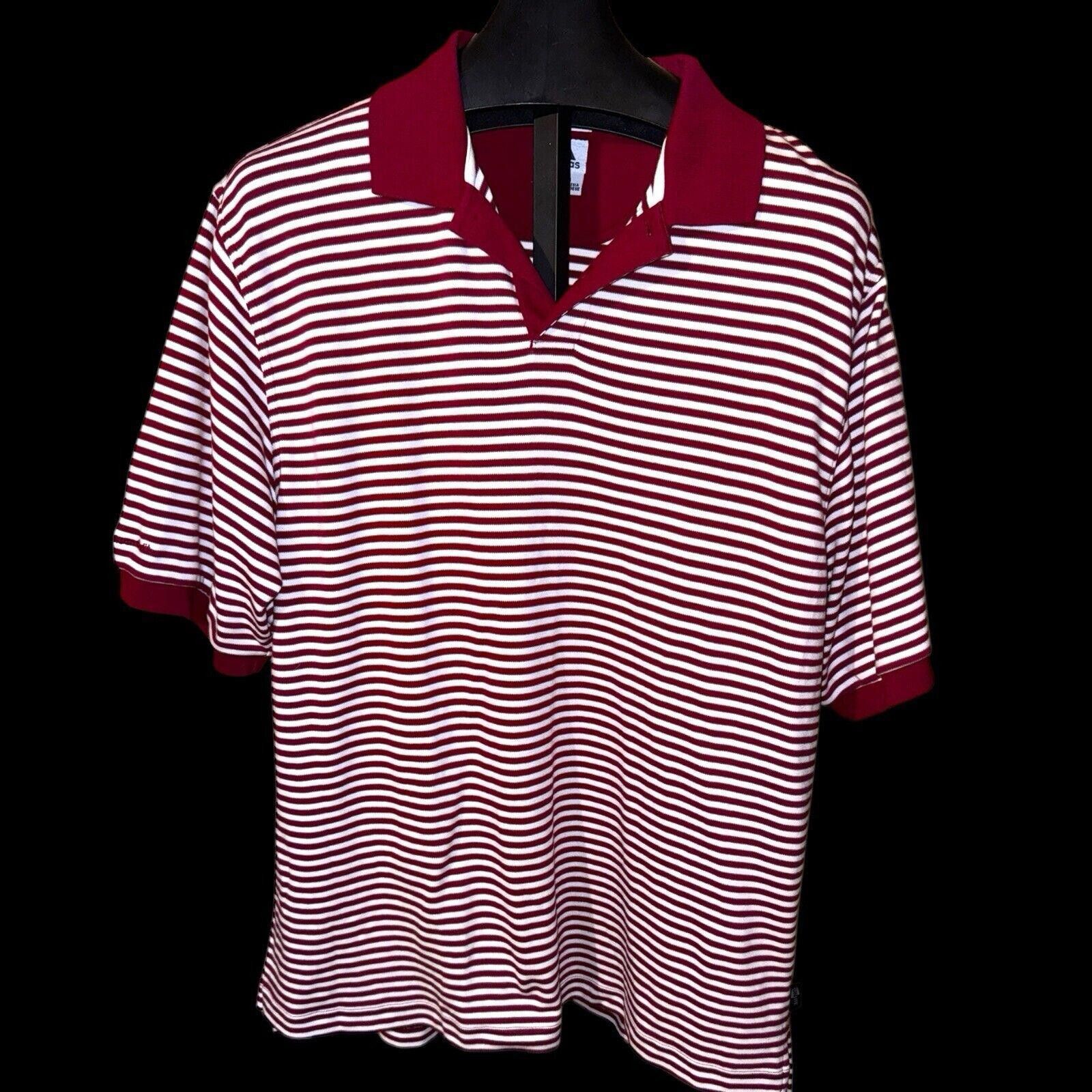 Adidas Adidas Red White Striped Clima Lite Polo Shirt Sz XL Size US XL / EU 56 / 4 - 1 Thumbnail