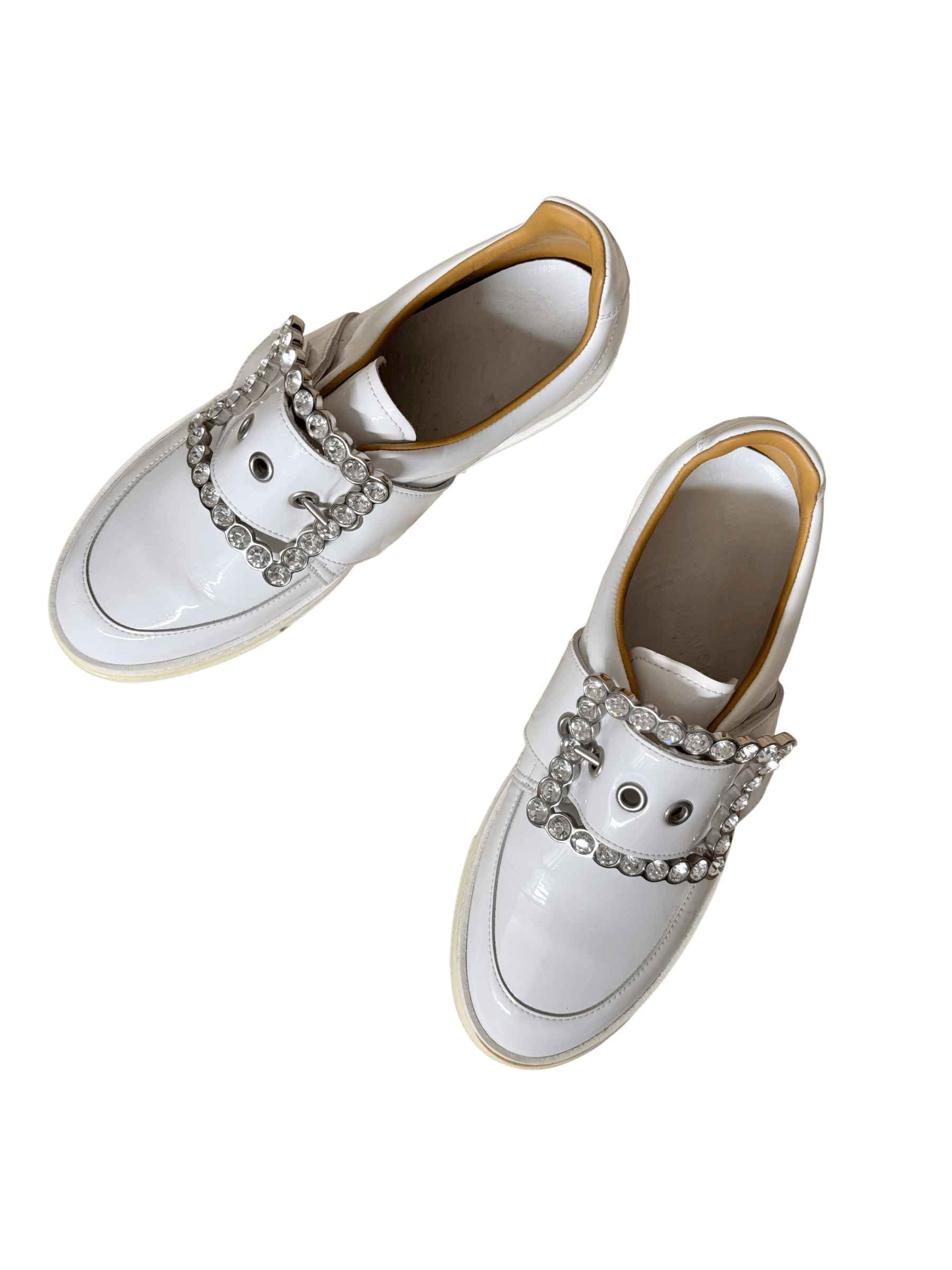 Maison Margiela Margiela white patent sneakers with crystal buckle Size US 10 / IT 40 - 1 Thumbnail