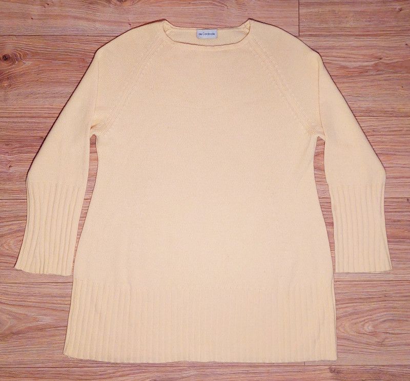 image of Vintage 100% Cashmere Sweater Lemon Thick Weave Luxury Soft, Women's (Size XL)