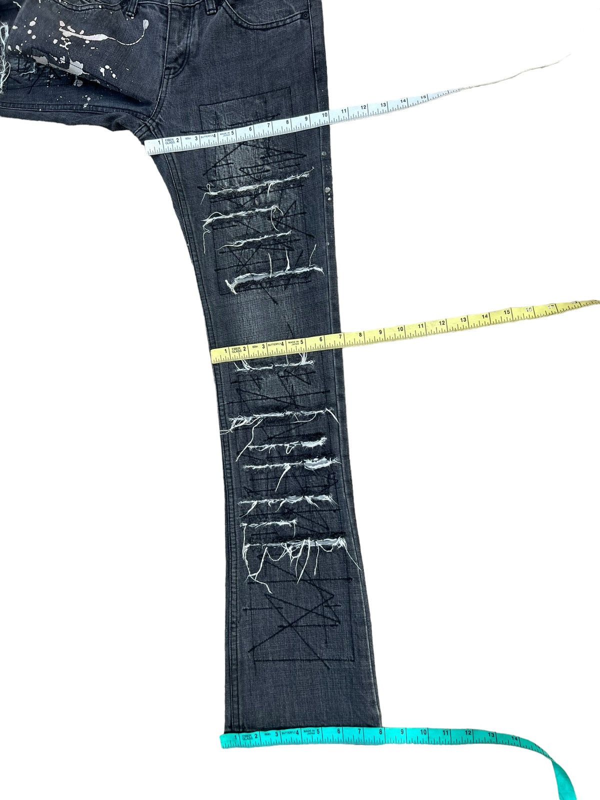 Hysteric Glamour × Vintage Vintage HG Japan Rips ZigZag Patchwork Denim Flare Jeans Size US 29 - 4 Thumbnail